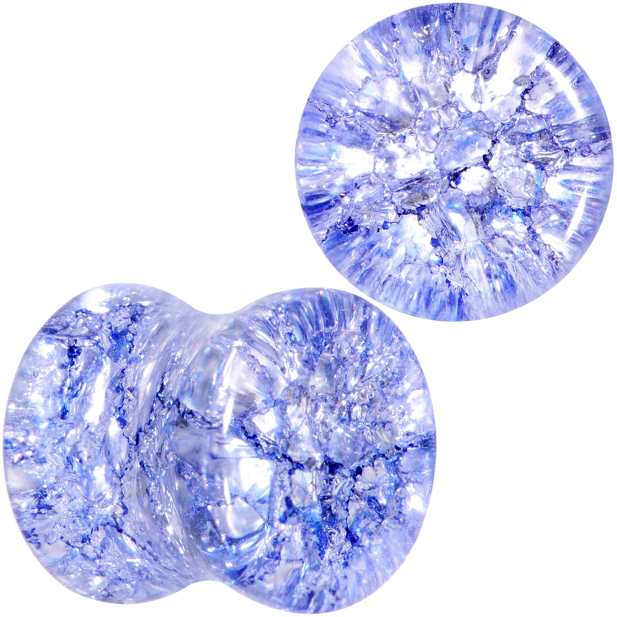 Blue Shattered Glass Wild Child Saddle Plug Set 6mm to 16mm