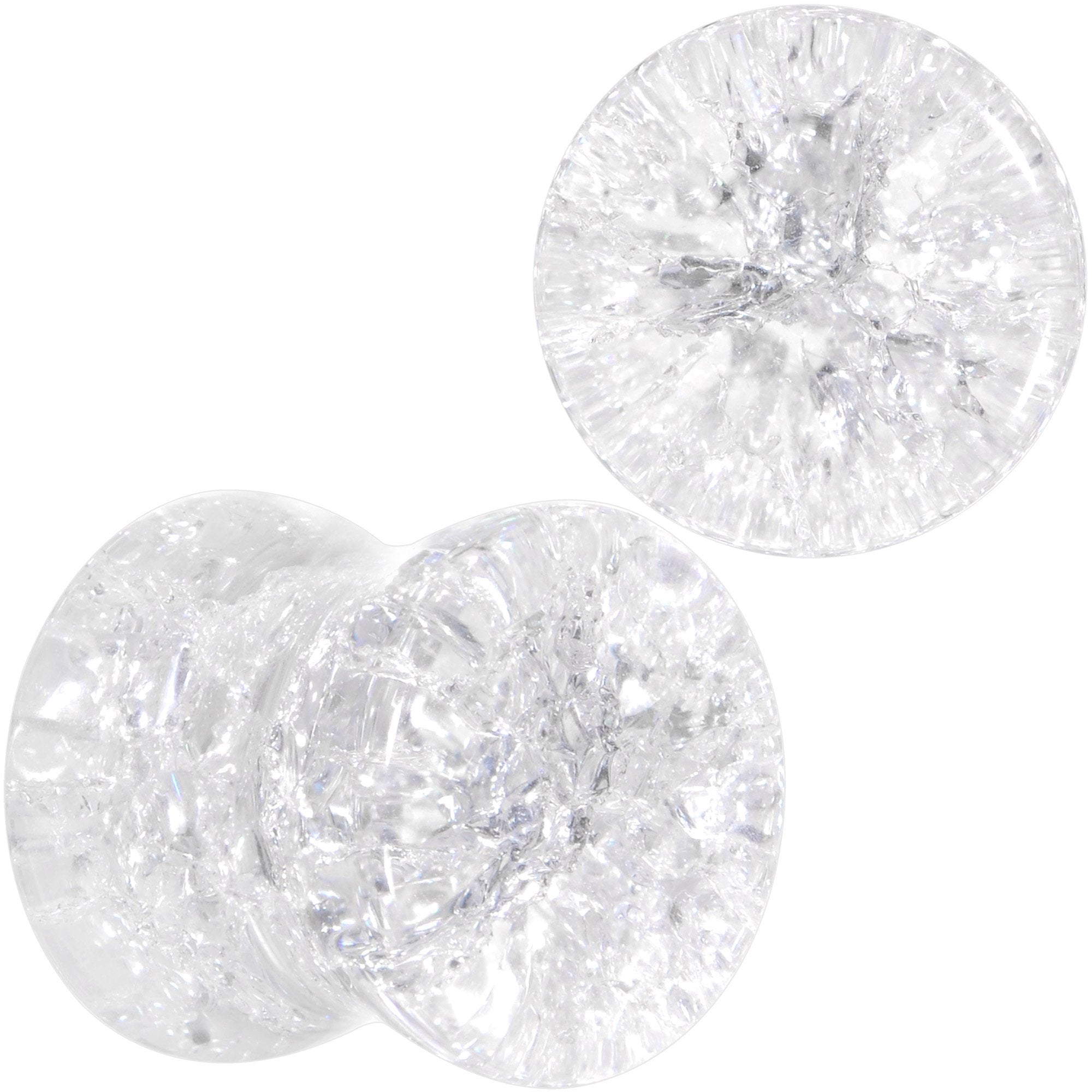 Clear Shattered Glass Saddle Plug Set 6mm to 16mm