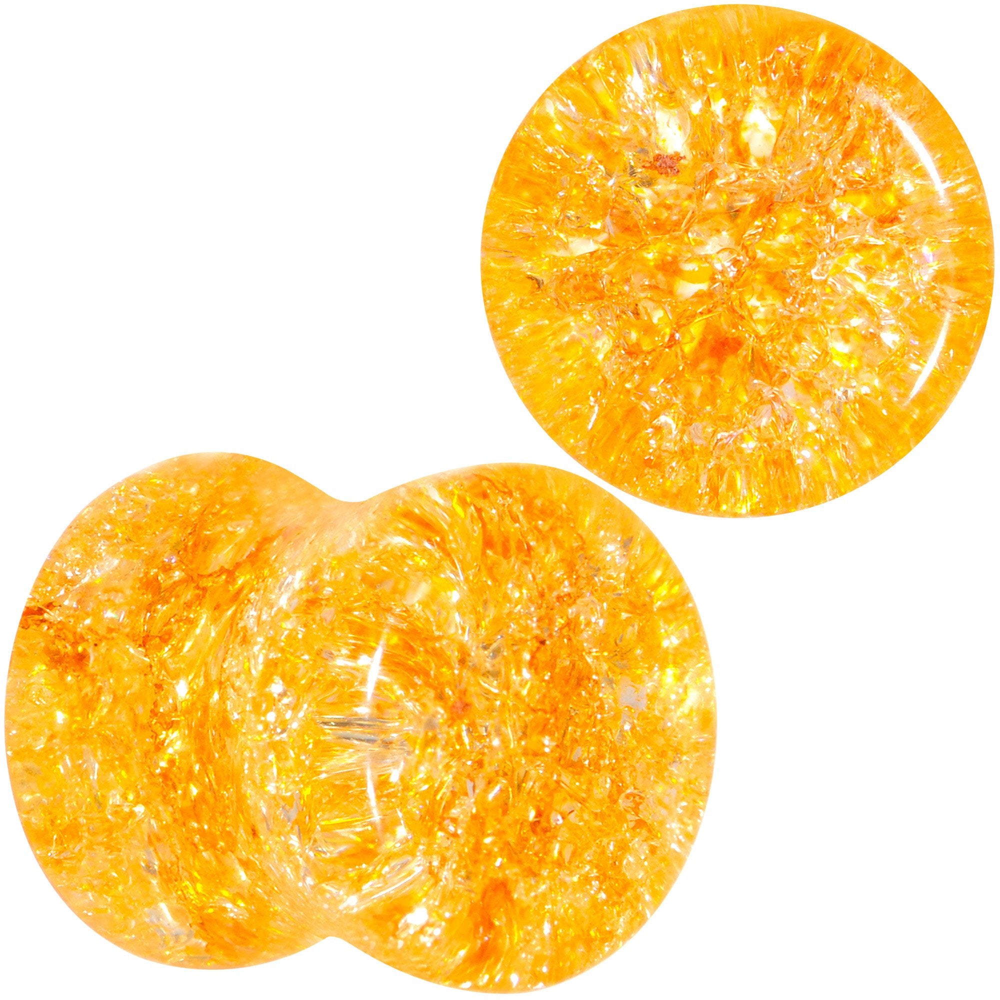 Yellow Shattered Glass Mellow Sunshine Saddle Plug Set 6mm to 16mm