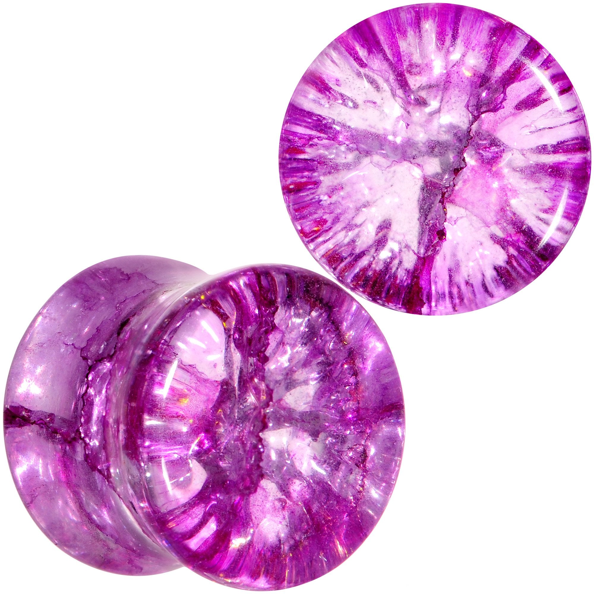 Cosmic Violet Shattered Glass Saddle Plug Set 6mm to 16mm