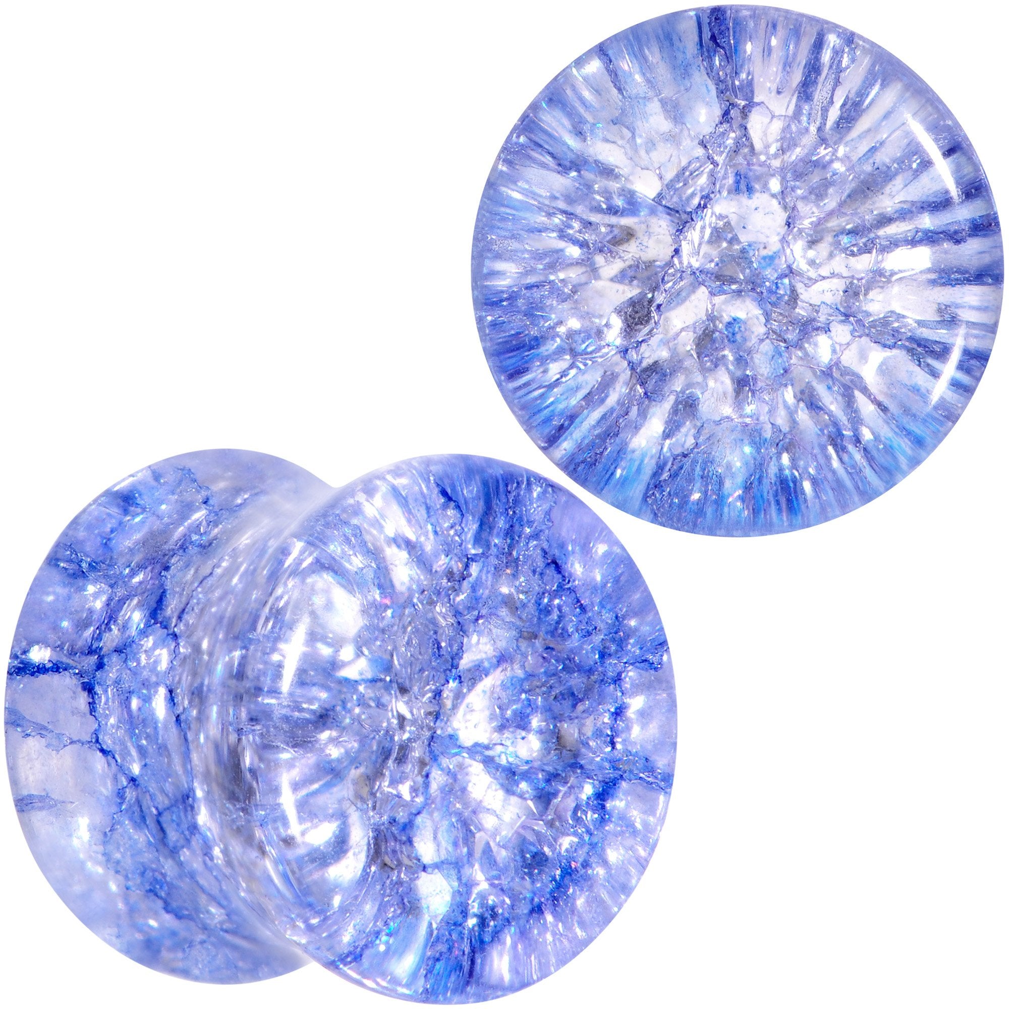 Blue Shattered Glass Wild Child Saddle Plug Set 6mm to 16mm