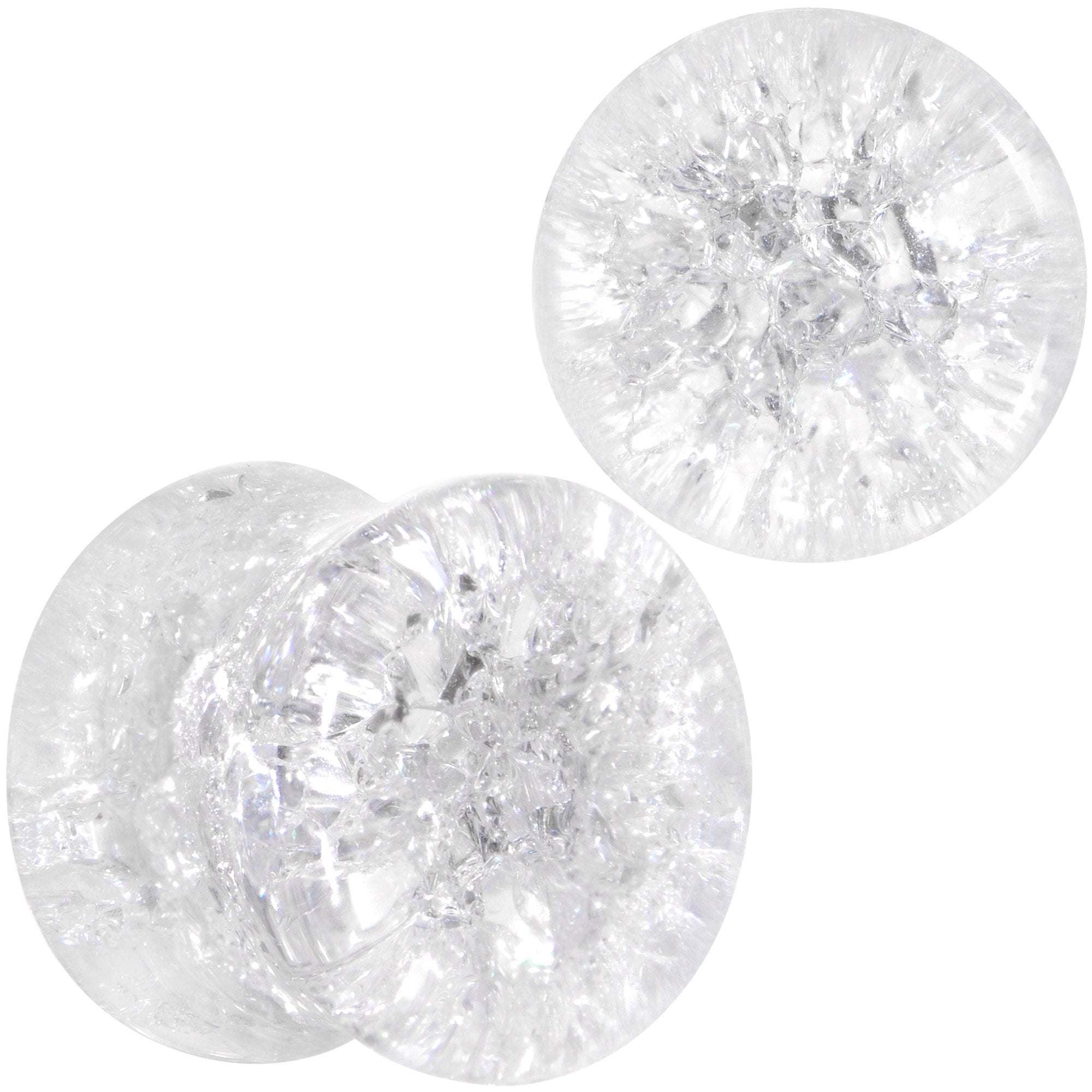 Clear Shattered Glass Saddle Plug Set 6mm to 16mm