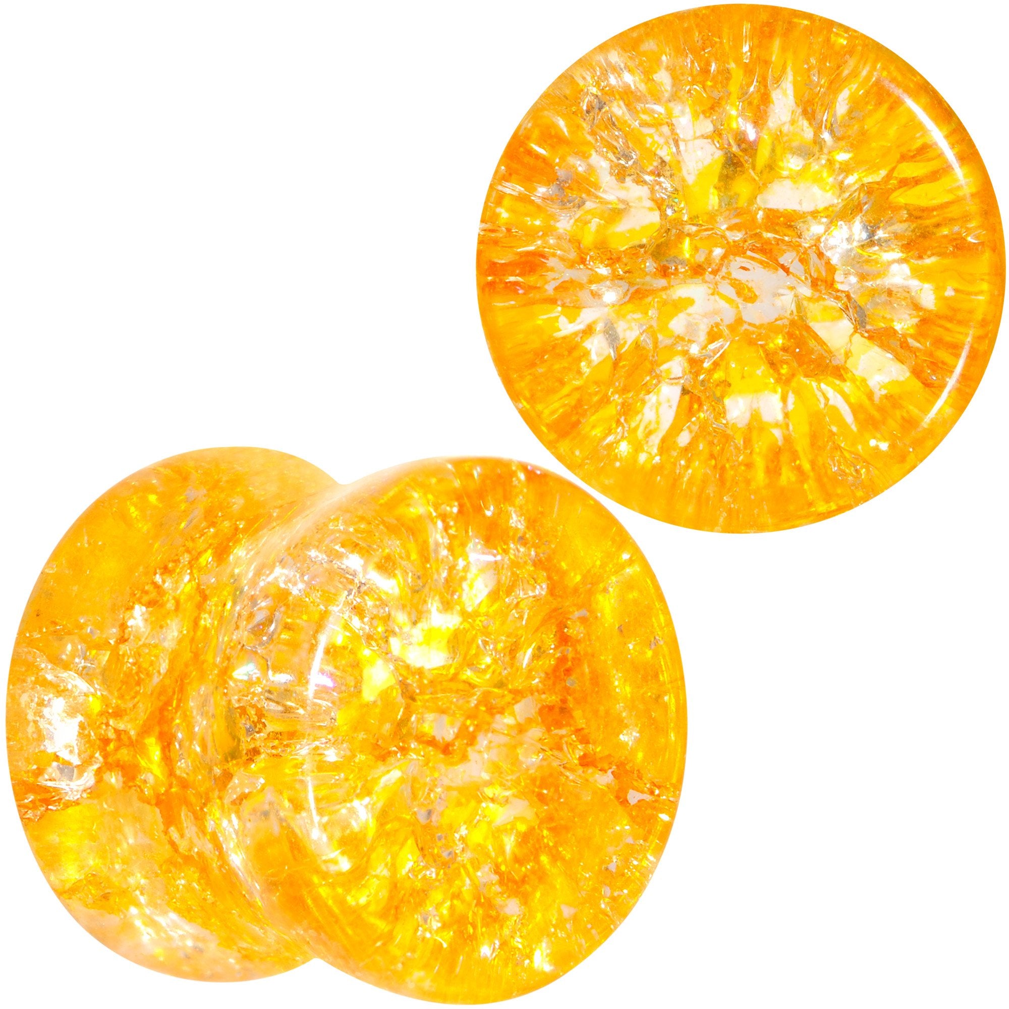 Yellow Shattered Glass Mellow Sunshine Saddle Plug Set 6mm to 16mm