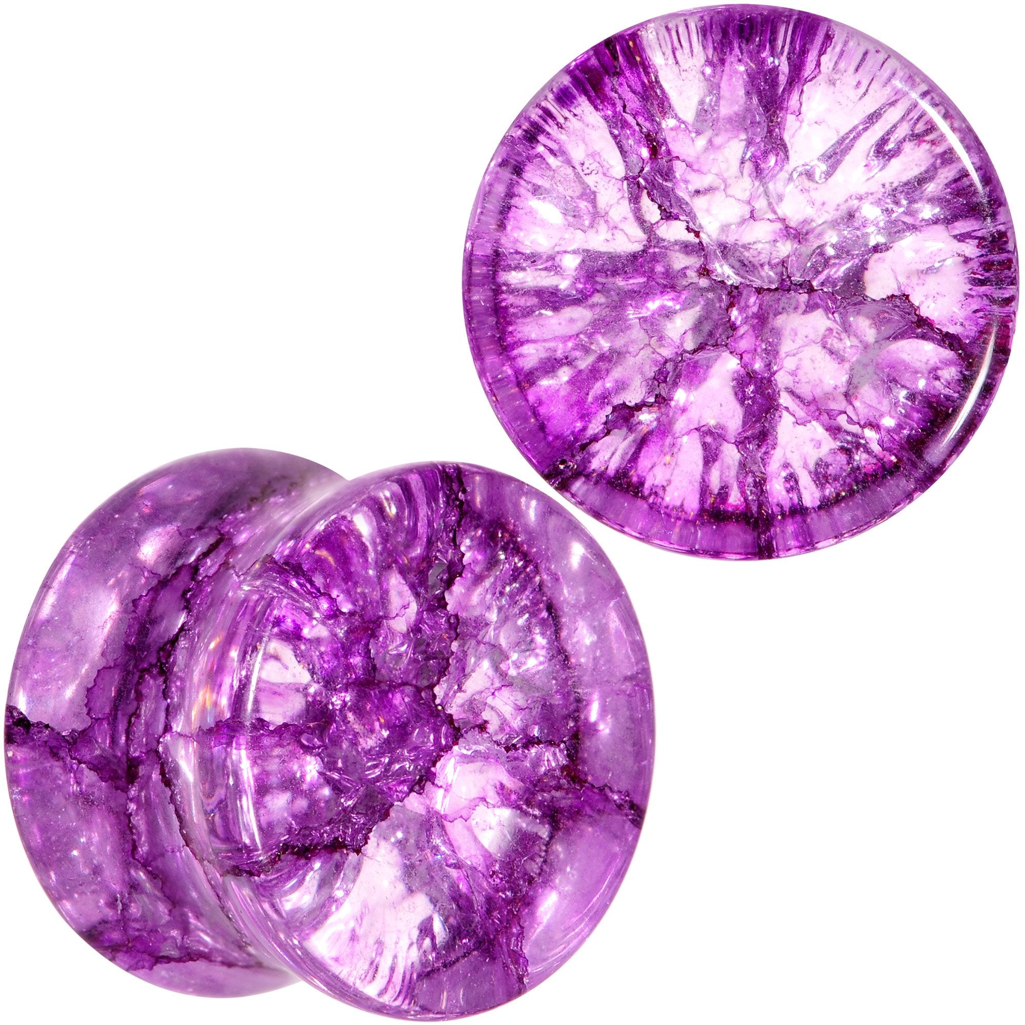 Cosmic Violet Shattered Glass Saddle Plug Set 6mm to 16mm