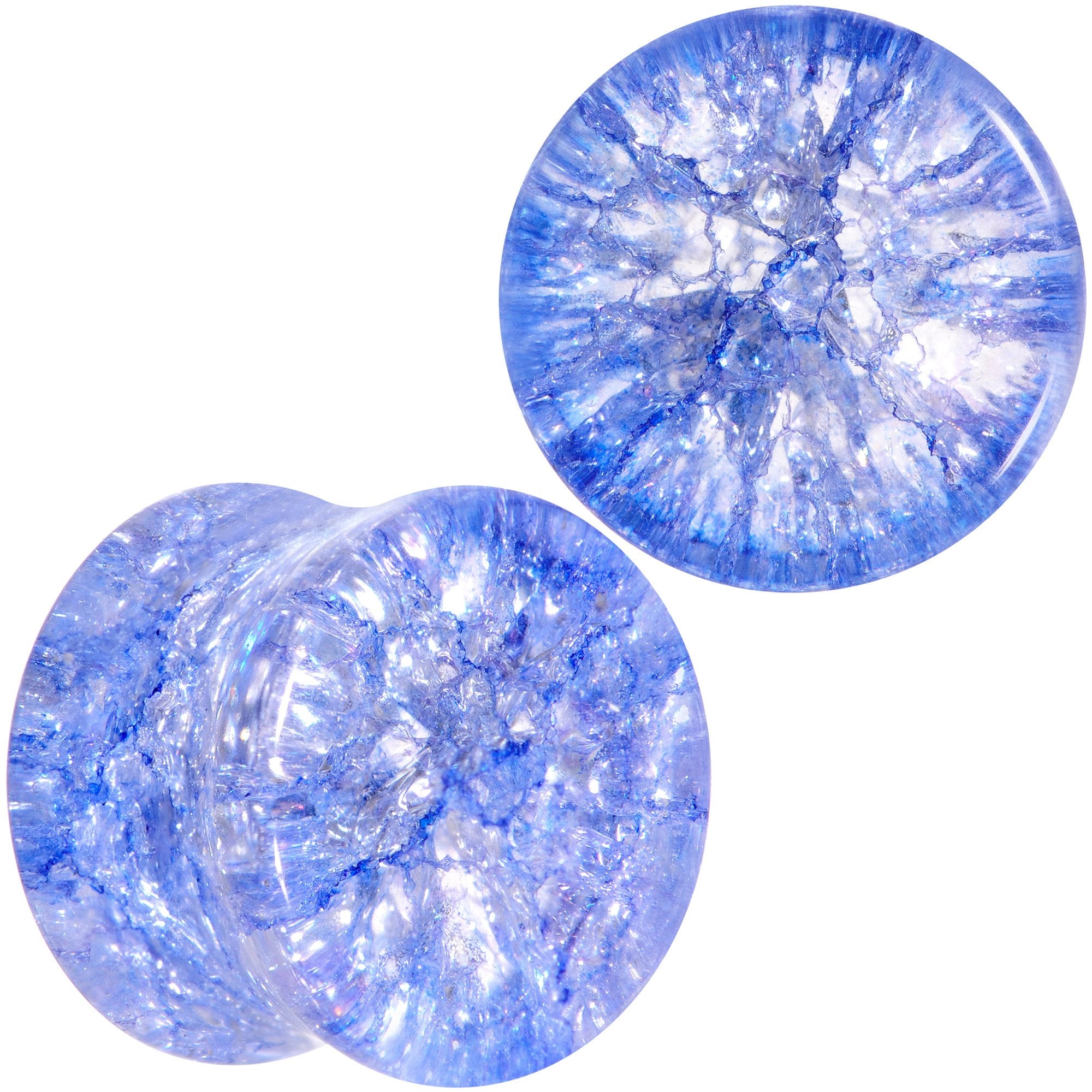 Blue Shattered Glass Wild Child Saddle Plug Set 6mm to 16mm