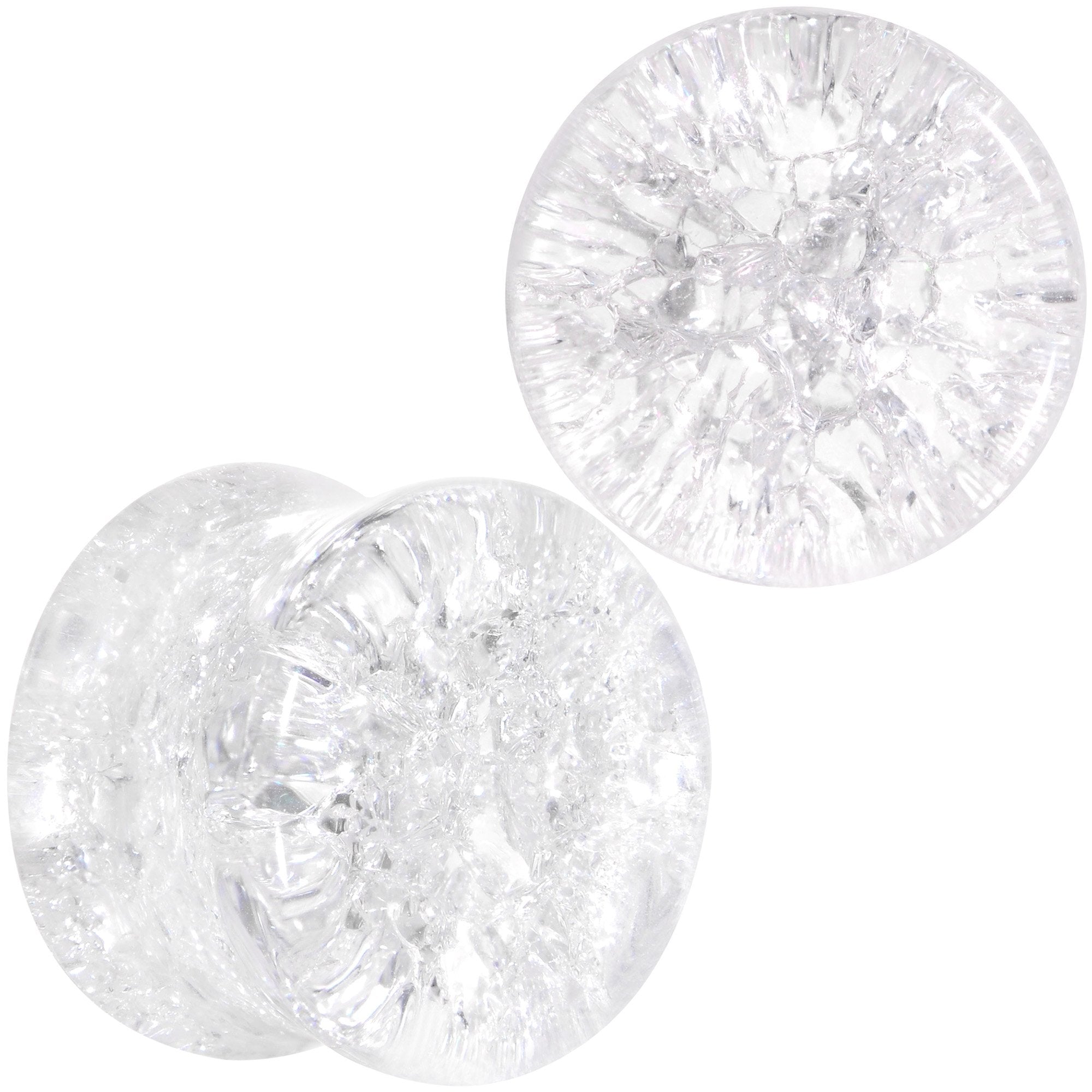 Clear Shattered Glass Saddle Plug Set 6mm to 16mm