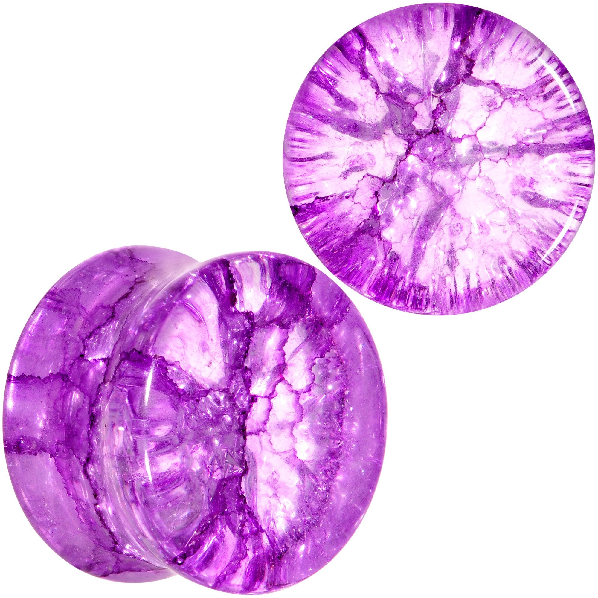 Cosmic Violet Shattered Glass Saddle Plug Set 6mm to 16mm