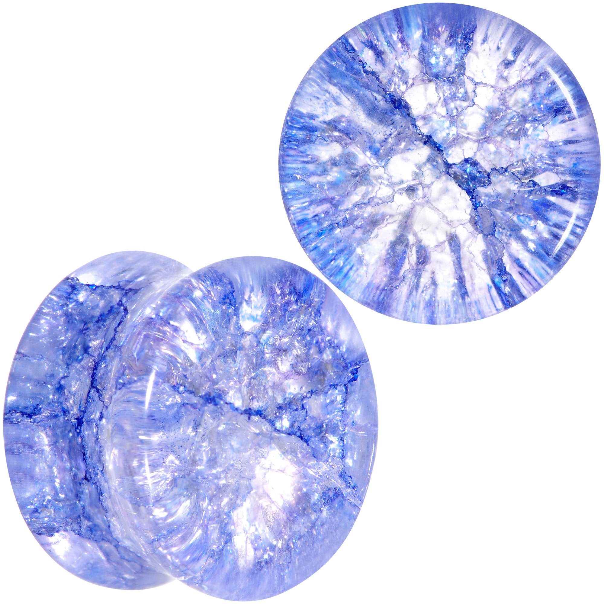 Blue Shattered Glass Wild Child Saddle Plug Set 6mm to 16mm