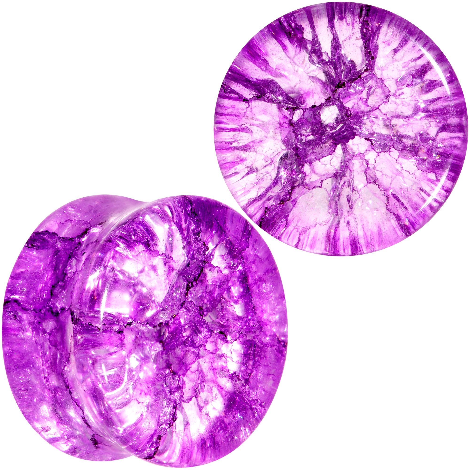 Cosmic Violet Shattered Glass Saddle Plug Set 6mm to 16mm