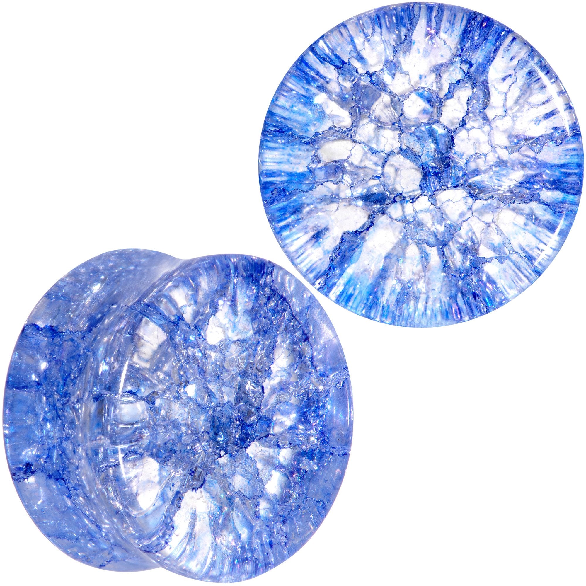 Blue Shattered Glass Wild Child Saddle Plug Set 6mm to 16mm