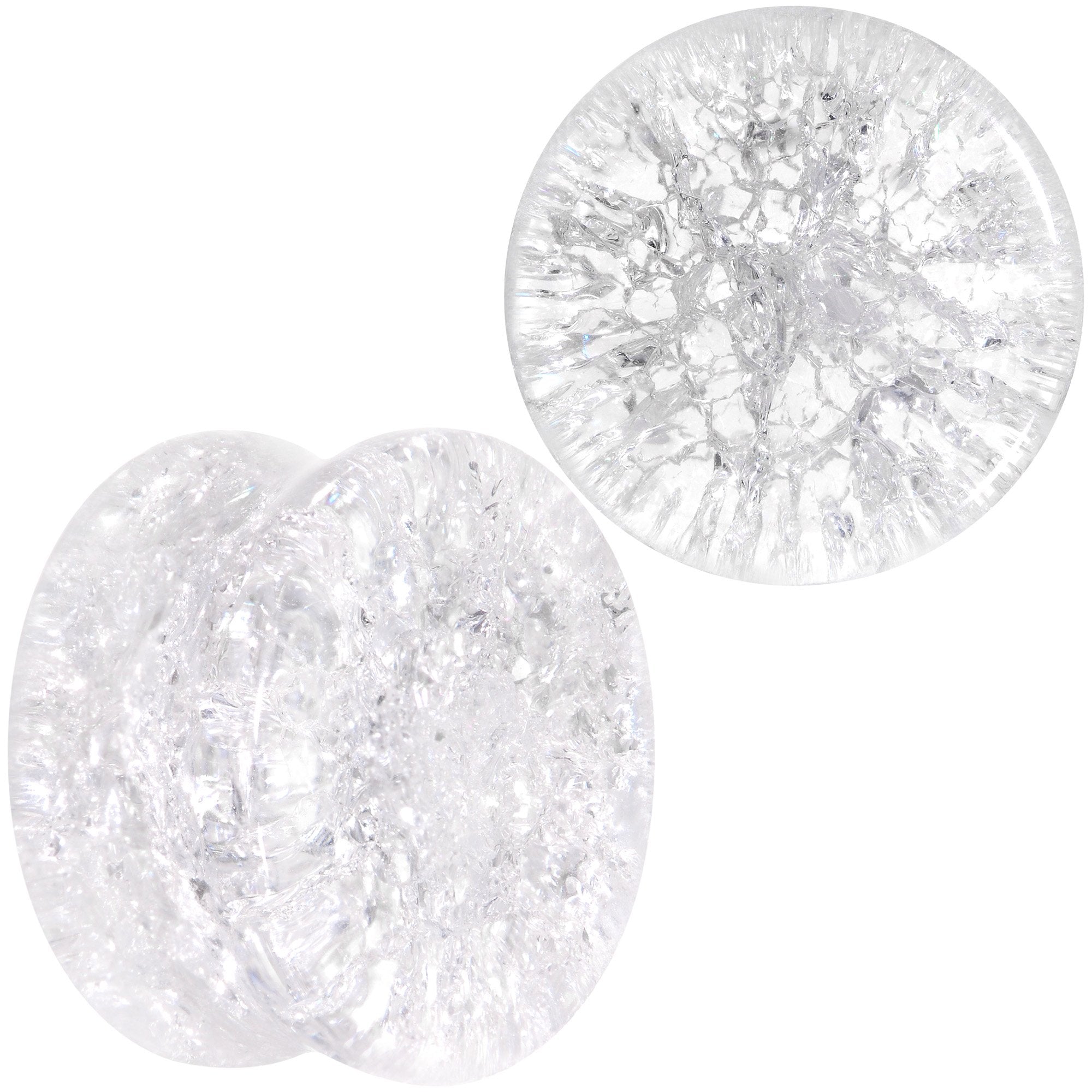 Clear Shattered Glass Saddle Plug Set 6mm to 16mm