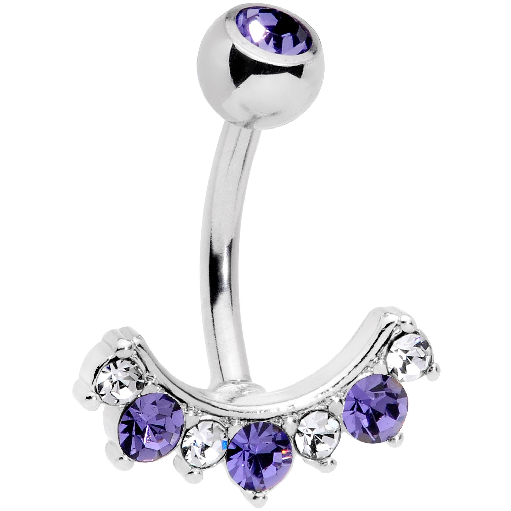 Purple Clear CZ Gem Wave Of Glamour Belly Ring