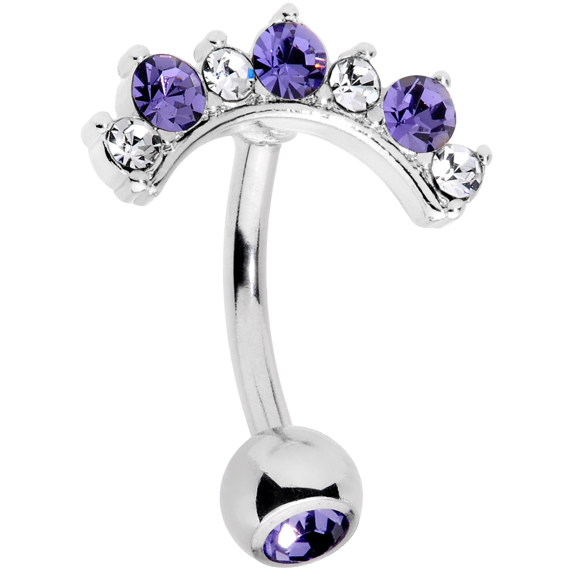 Purple Clear CZ Gem Wave Of Glamour Belly Ring