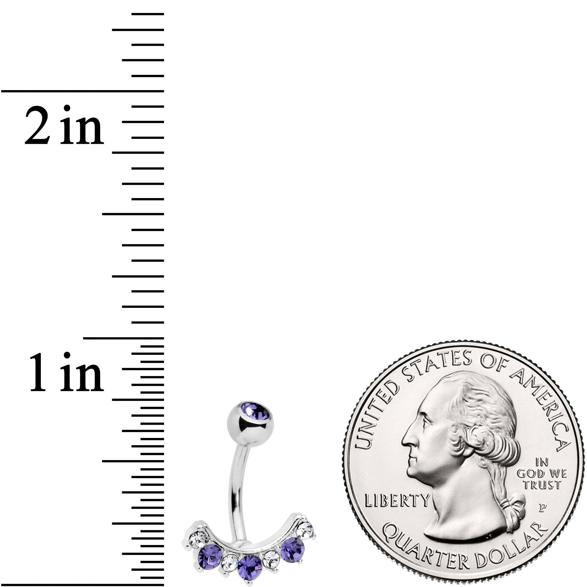 Purple Clear CZ Gem Wave Of Glamour Belly Ring