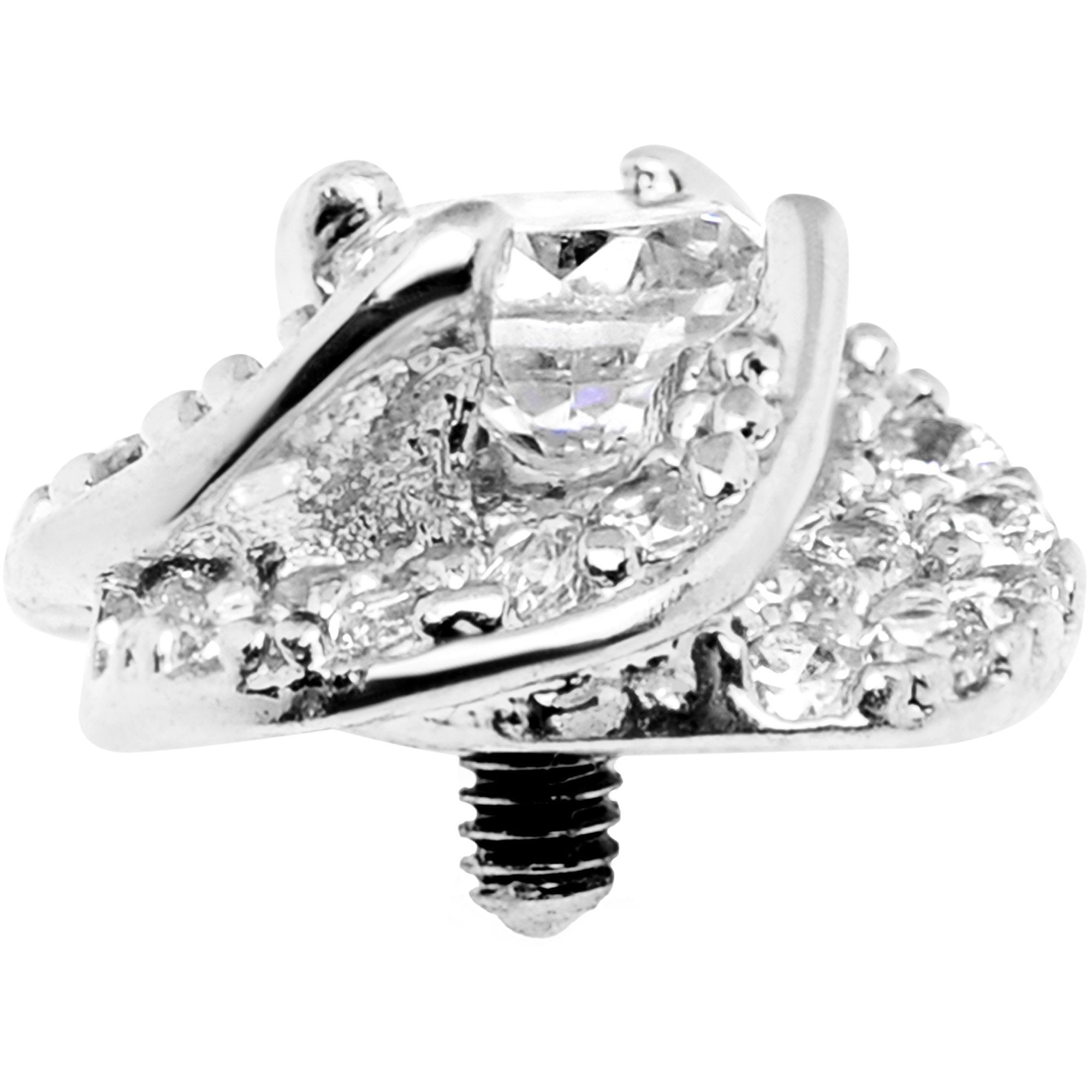 14 Gauge Clear CZ Gem Roses Romance Dermal Anchor Top