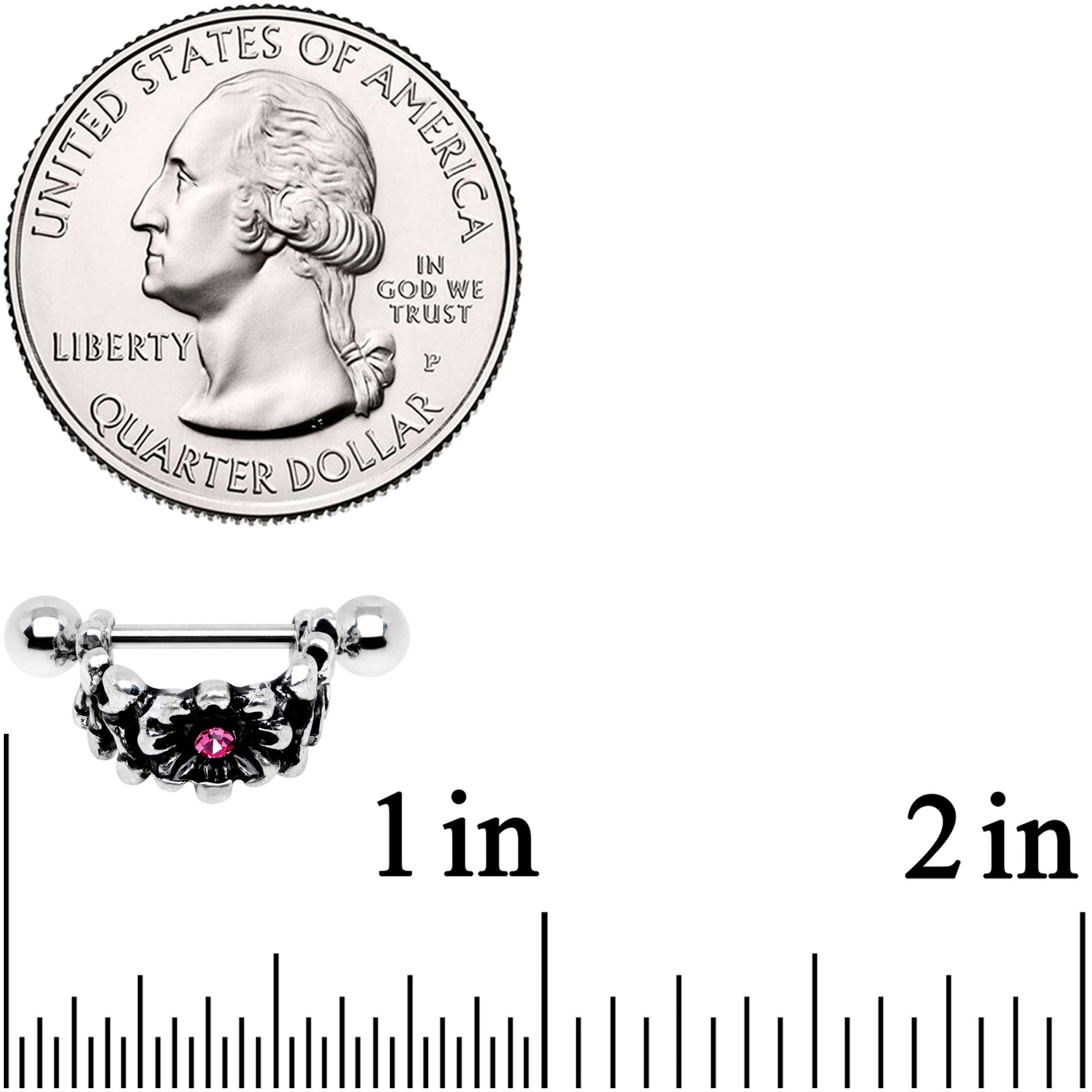 16 Gauge 3/8 Pink Gem Floral Wreath Cuff Cartilage Earring