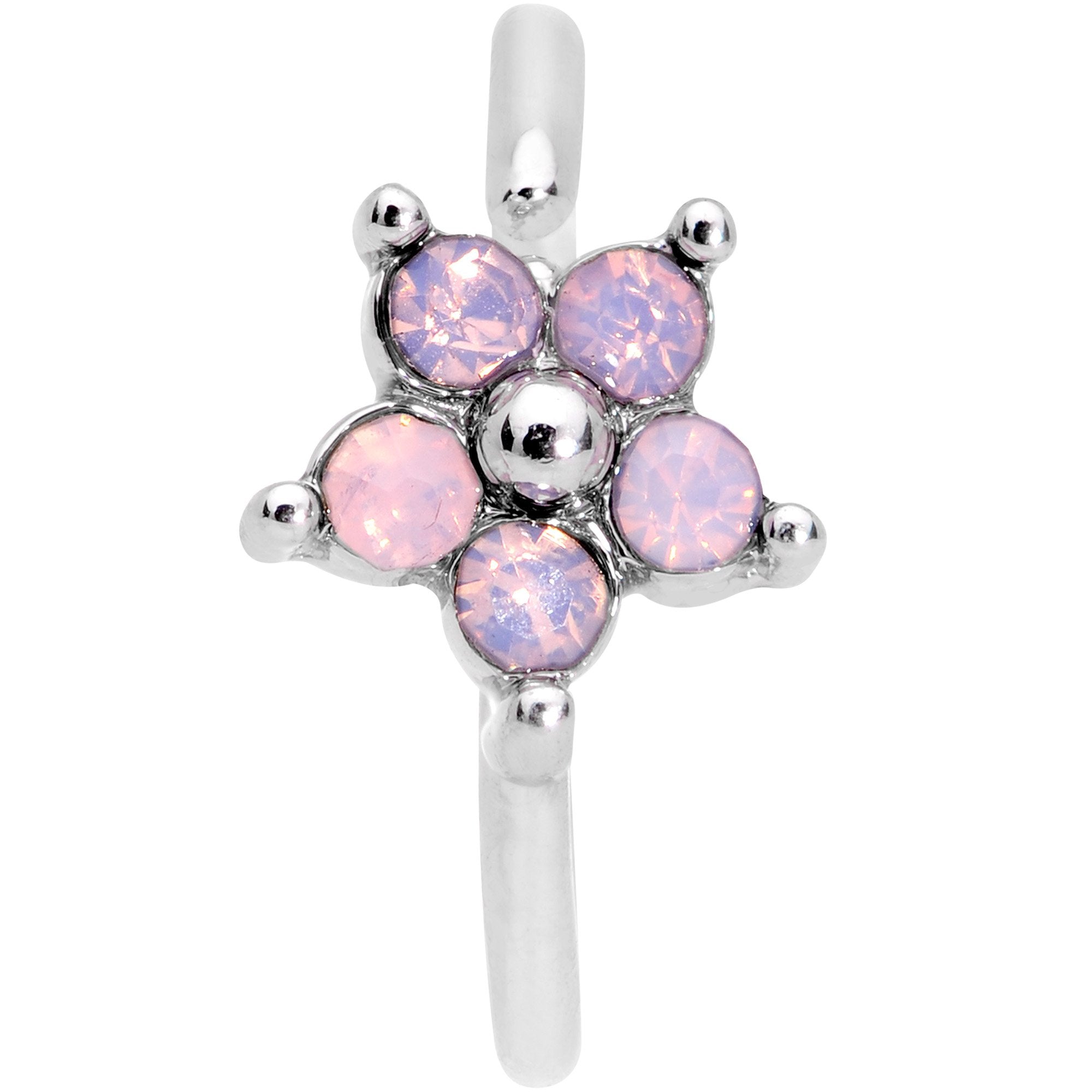 20 Gauge 5/16 Pink Faux Opal Flower Seamless Circular Ring