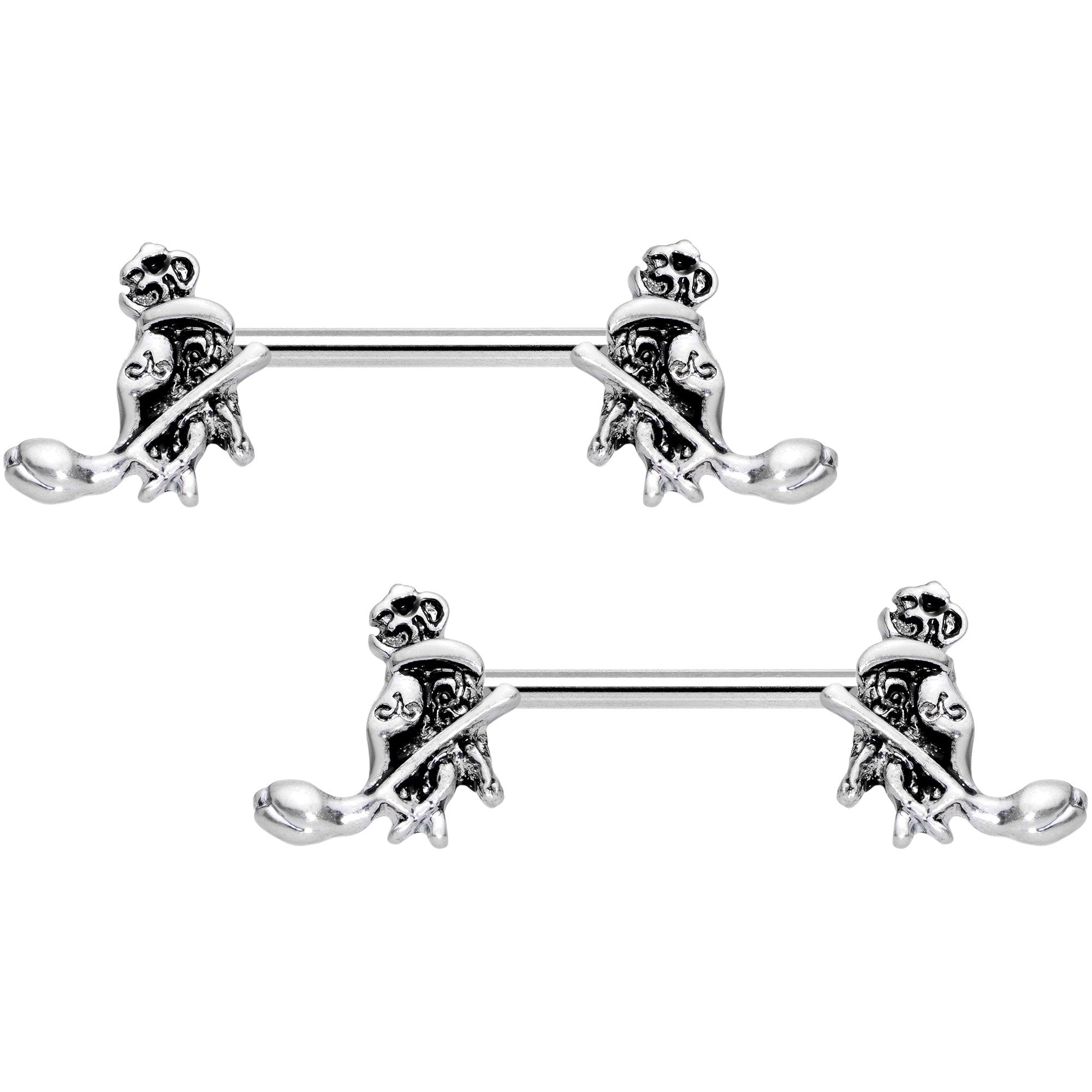 14 Gauge 9/16 Hamsa Hand Flower Barbell Nipple Ring Set