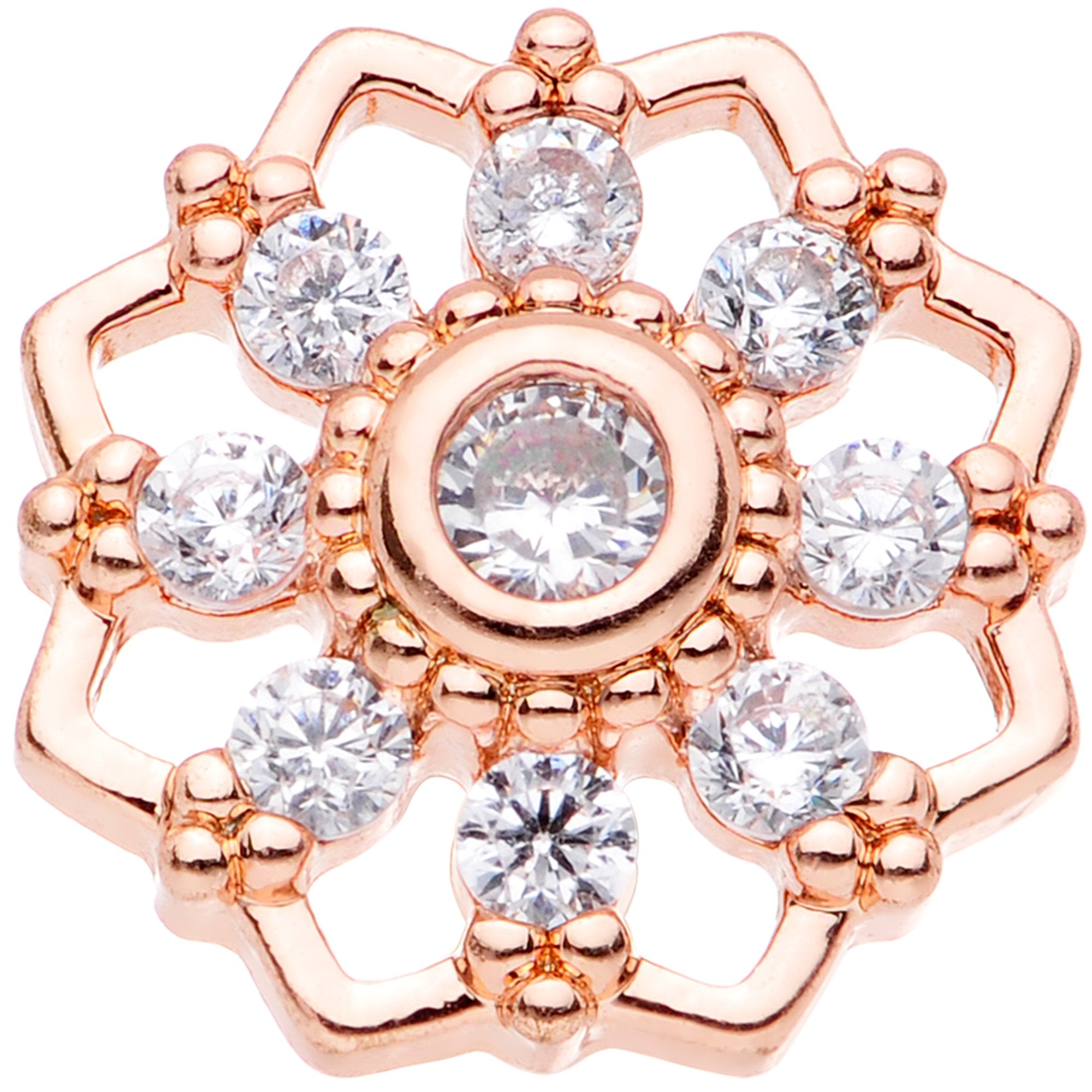 18 Gauge 5/16 Clear Gem Rose Gold Tone Snowflake Cartilage Tragus