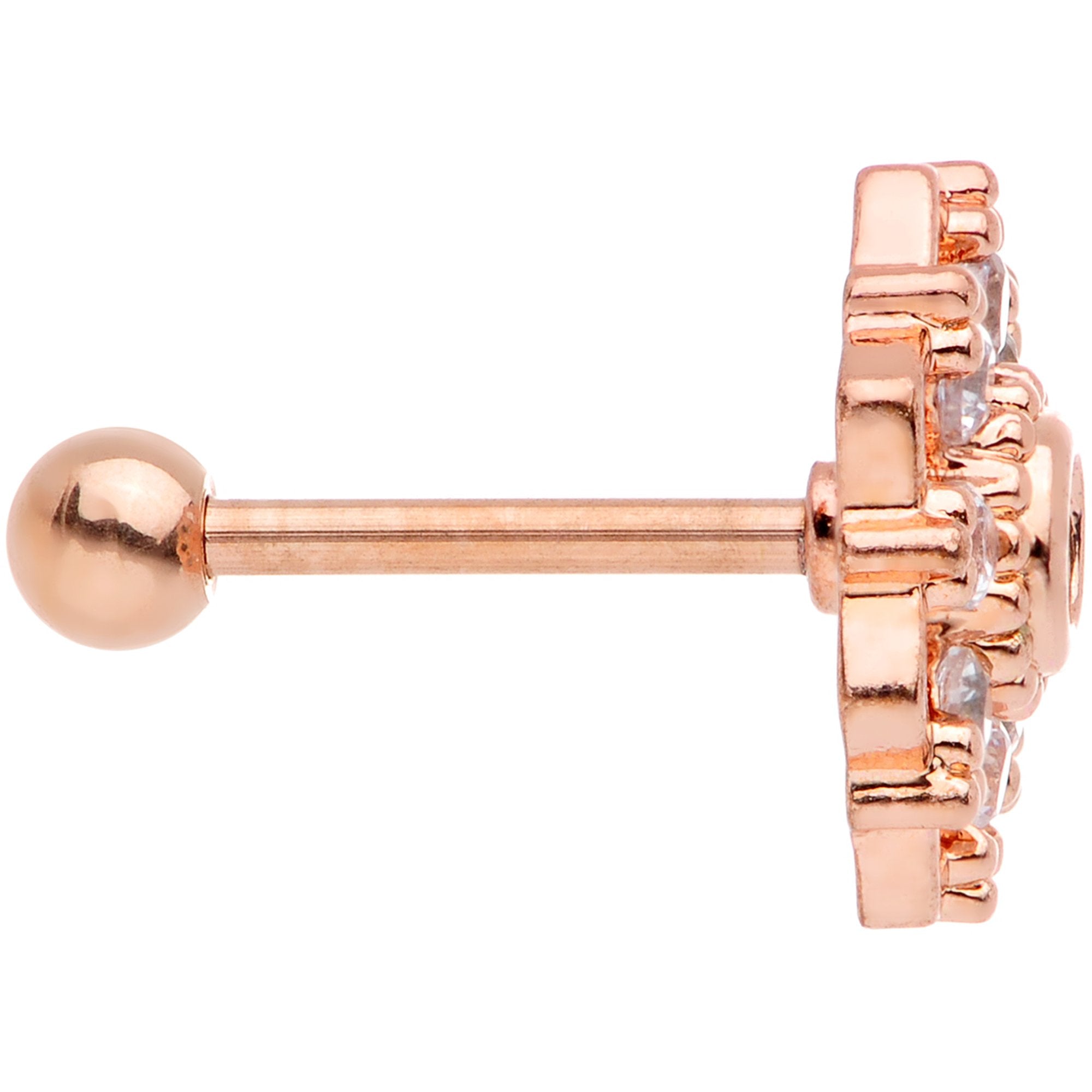 18 Gauge 5/16 Clear Gem Rose Gold Tone Snowflake Cartilage Tragus