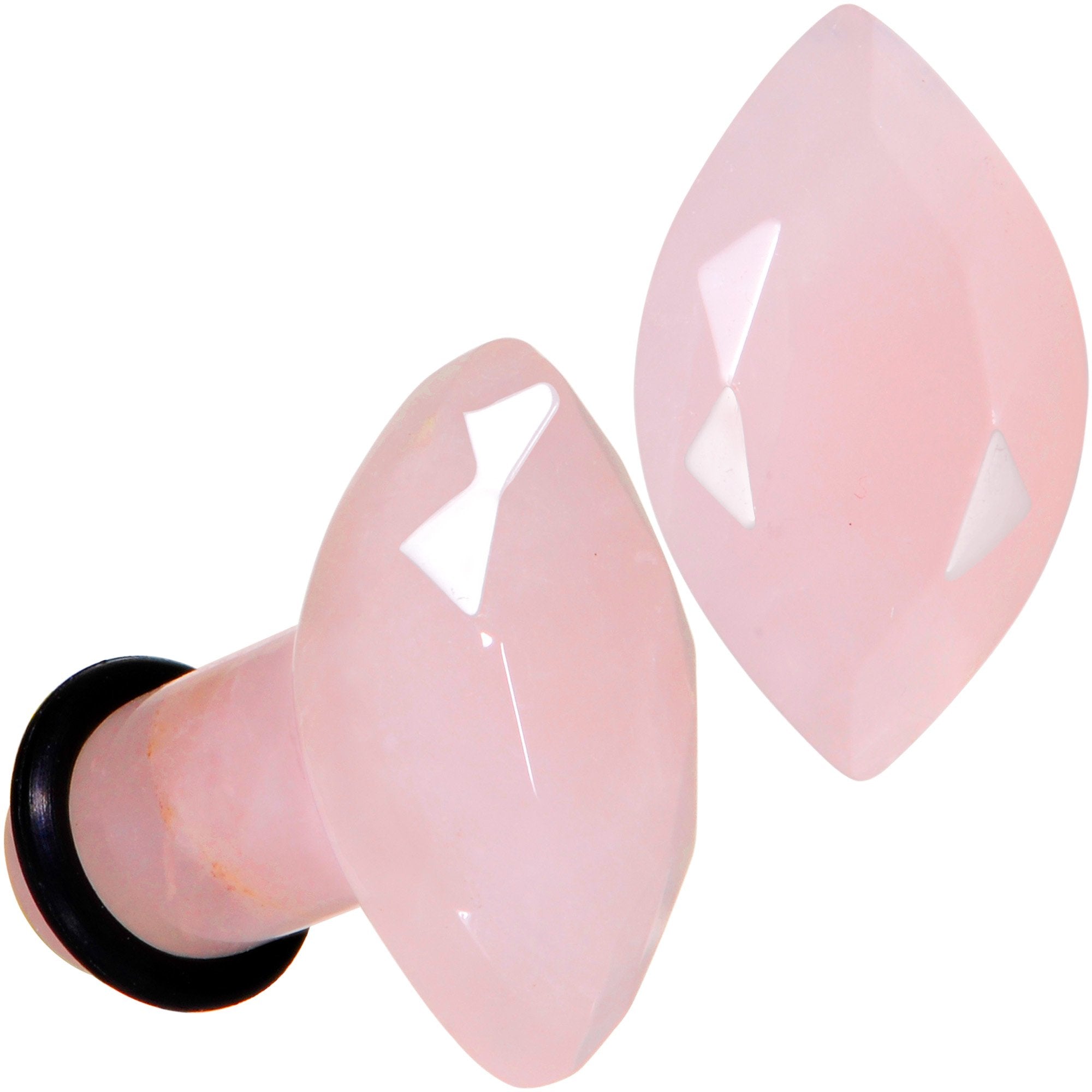 Rose Quartz Faceted Single Flare Plug Set 6mm to 25mm Sizes