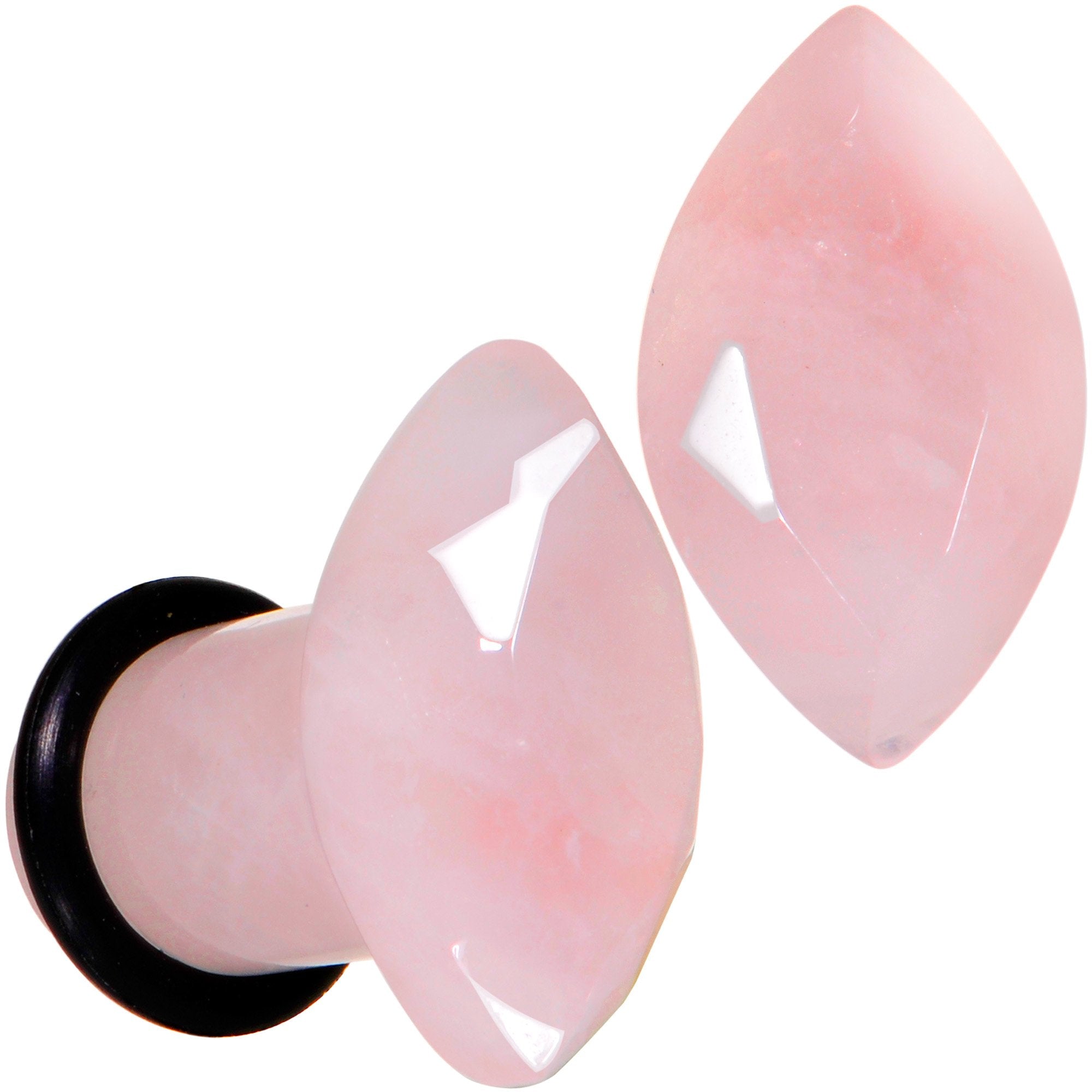 Rose Quartz Faceted Single Flare Plug Set 6mm to 25mm Sizes