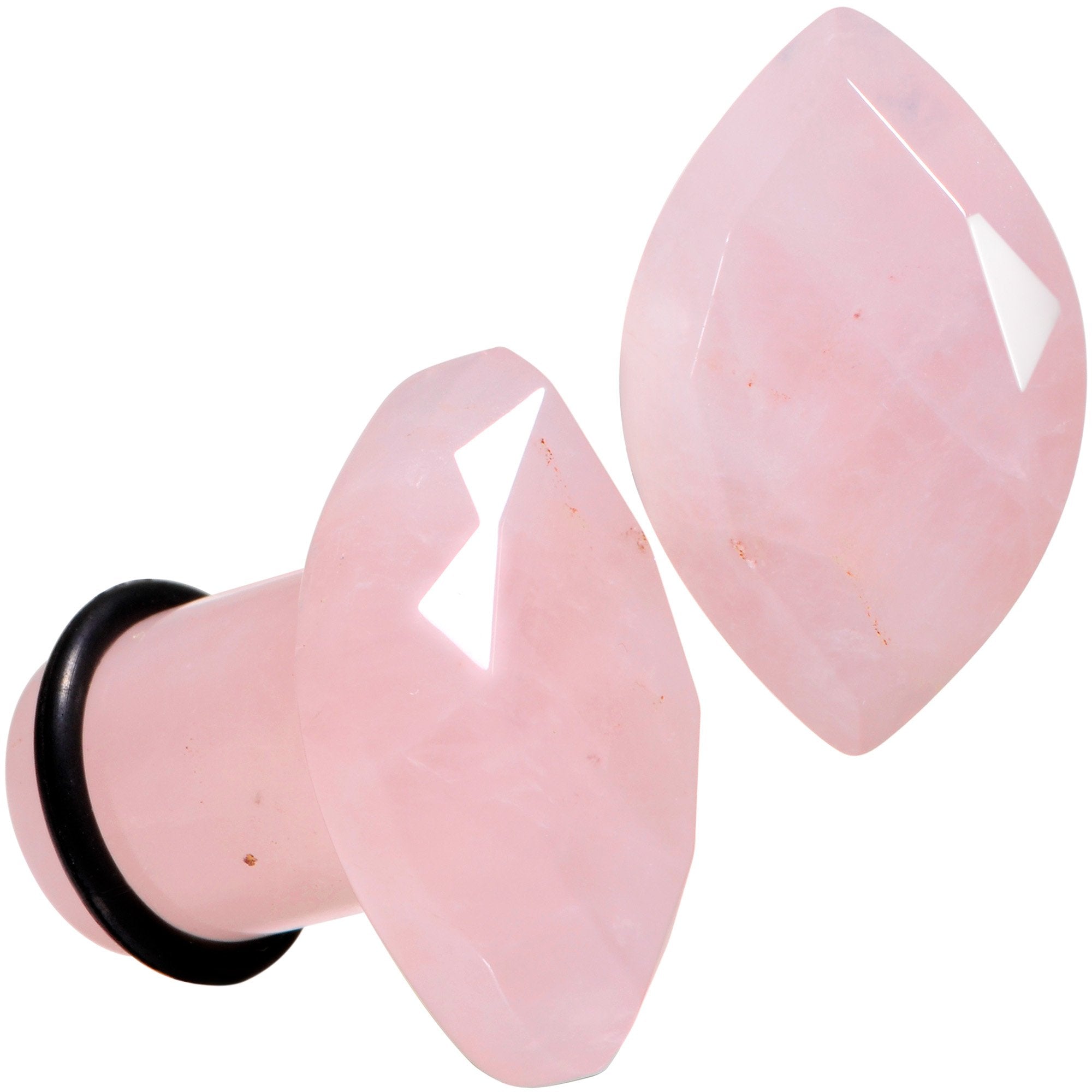 Rose Quartz Faceted Single Flare Plug Set 6mm to 25mm Sizes