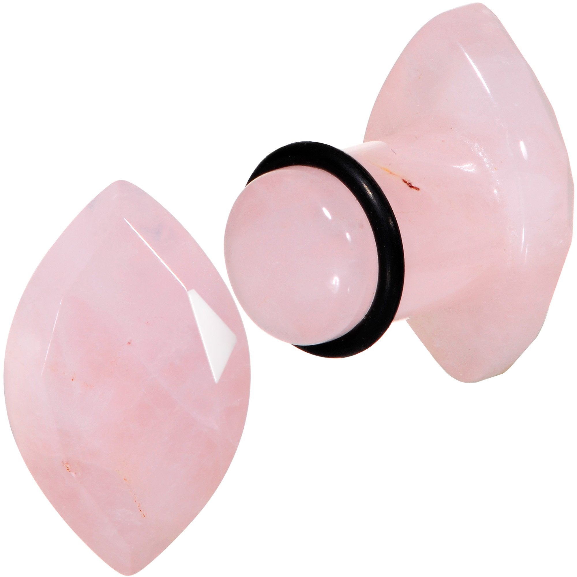 Rose Quartz Faceted Single Flare Plug Set 6mm to 25mm Sizes