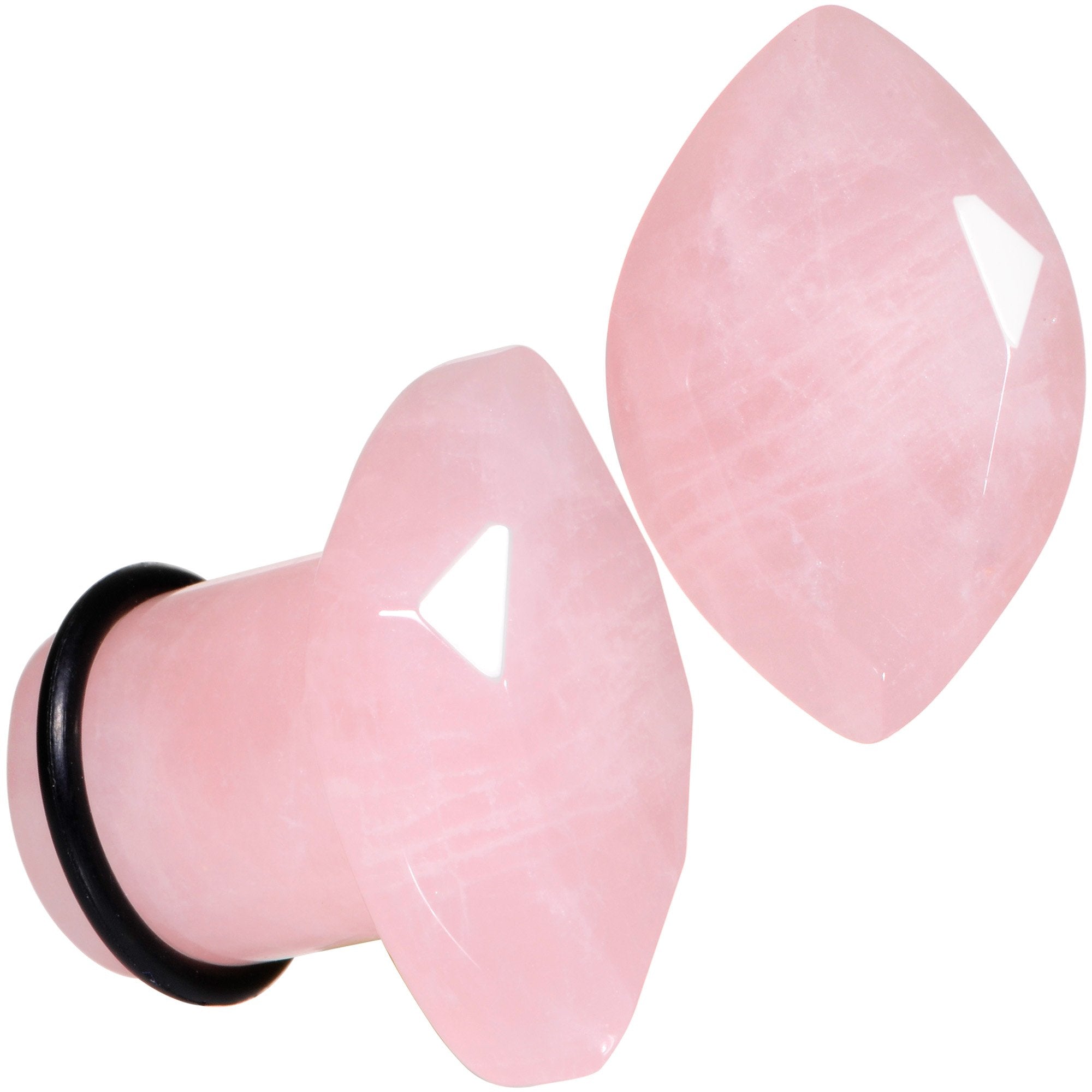 Rose Quartz Faceted Single Flare Plug Set 6mm to 25mm Sizes