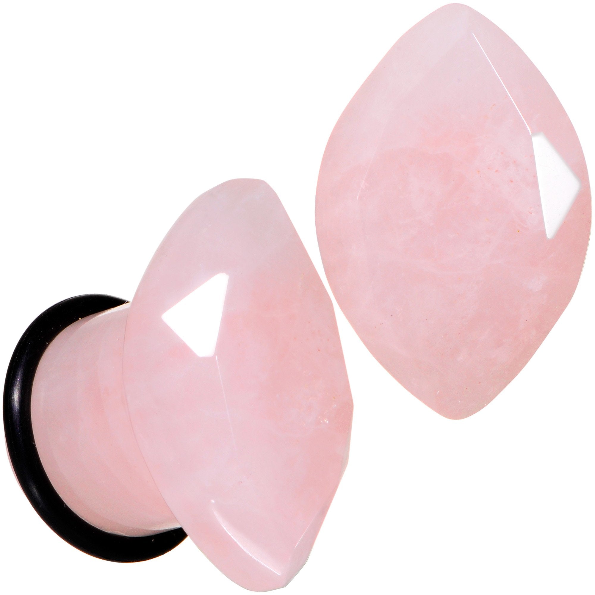 Rose Quartz Faceted Single Flare Plug Set 6mm to 25mm Sizes