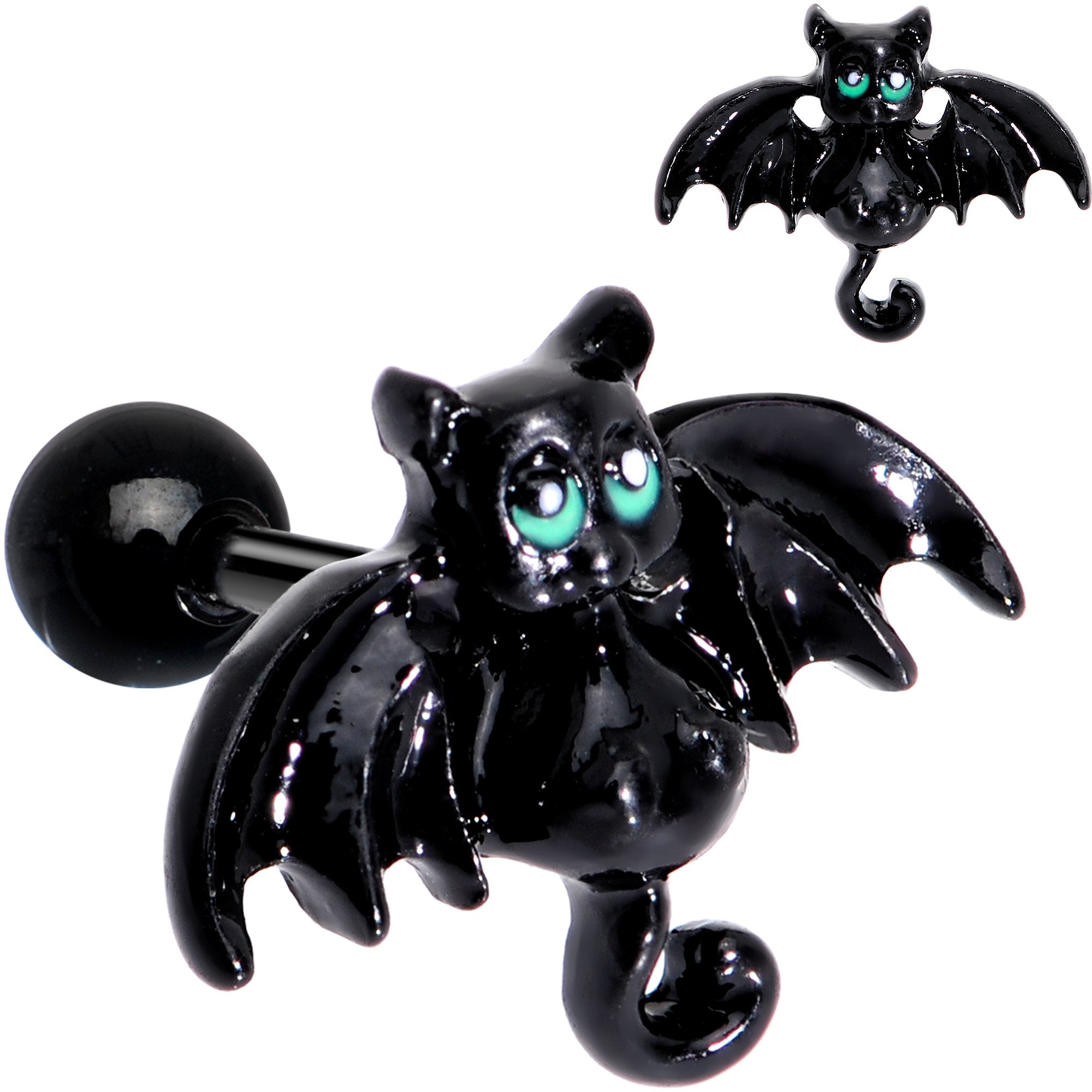 16 Gauge 5/16 Black Halloween Batty Bat Cartilage Tragus Earring