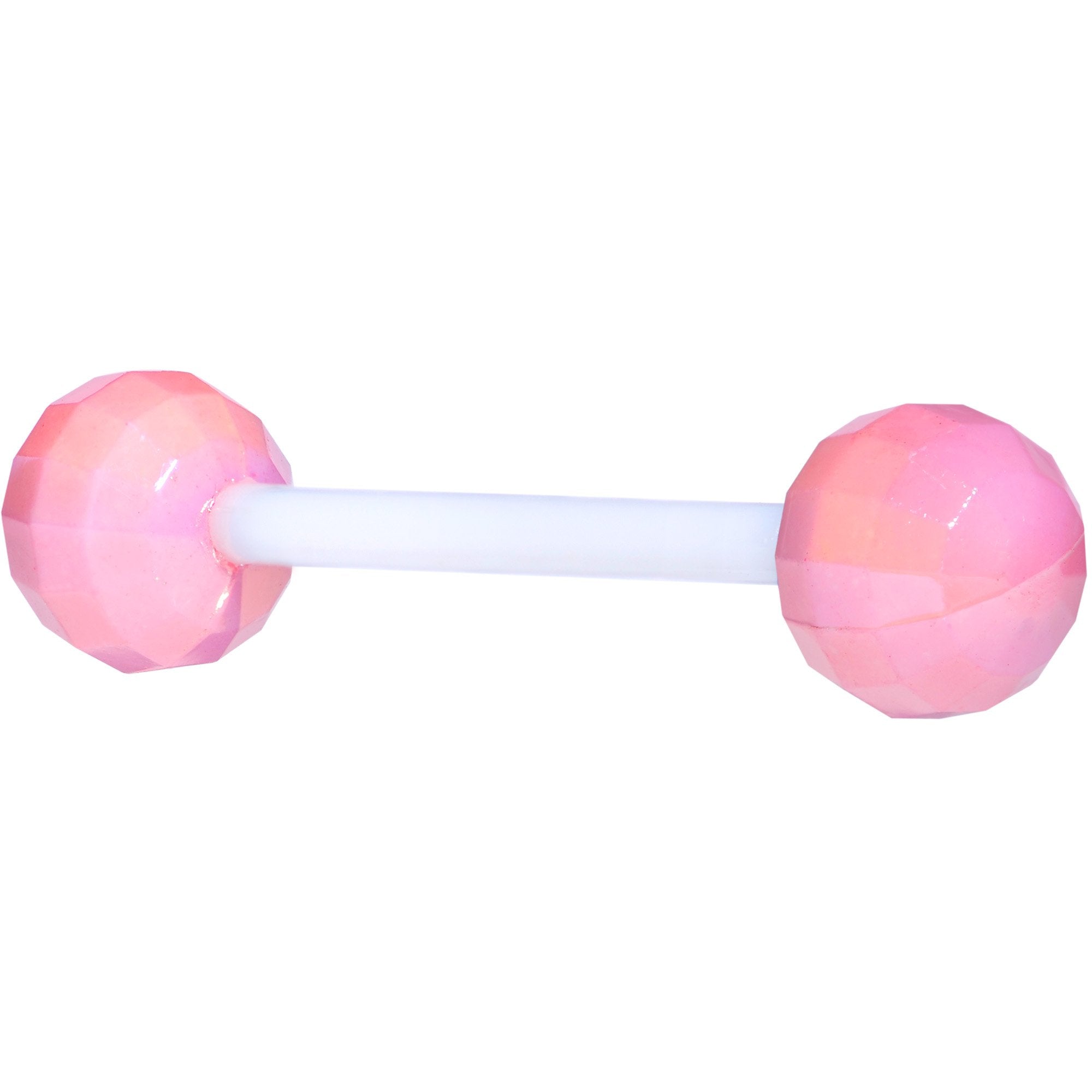 Flexible Acrylic Iridescent Pink Disco Ball Barbell Tongue Ring