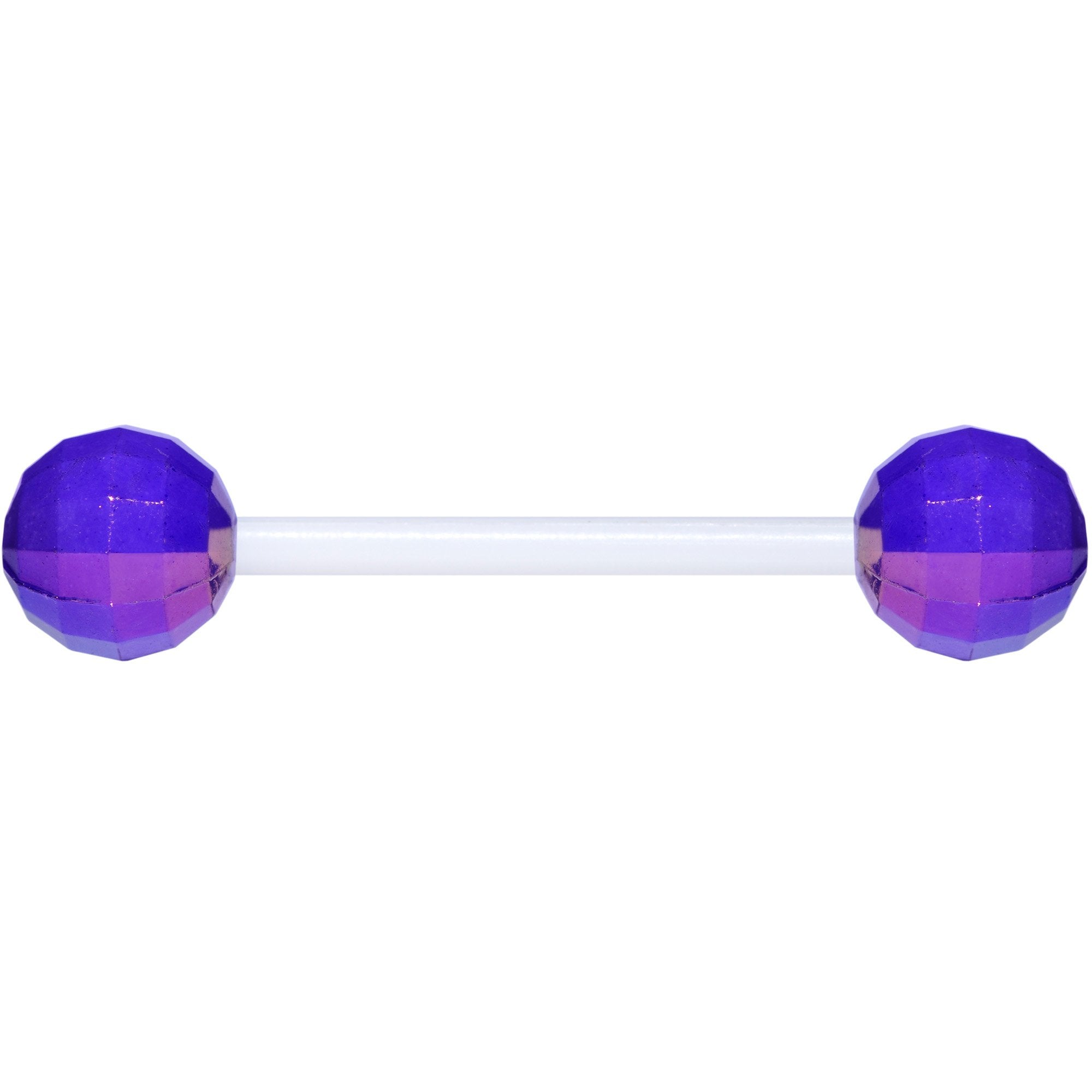 Flexible Acrylic Iridescent Purple Disco Ball Barbell Tongue Ring