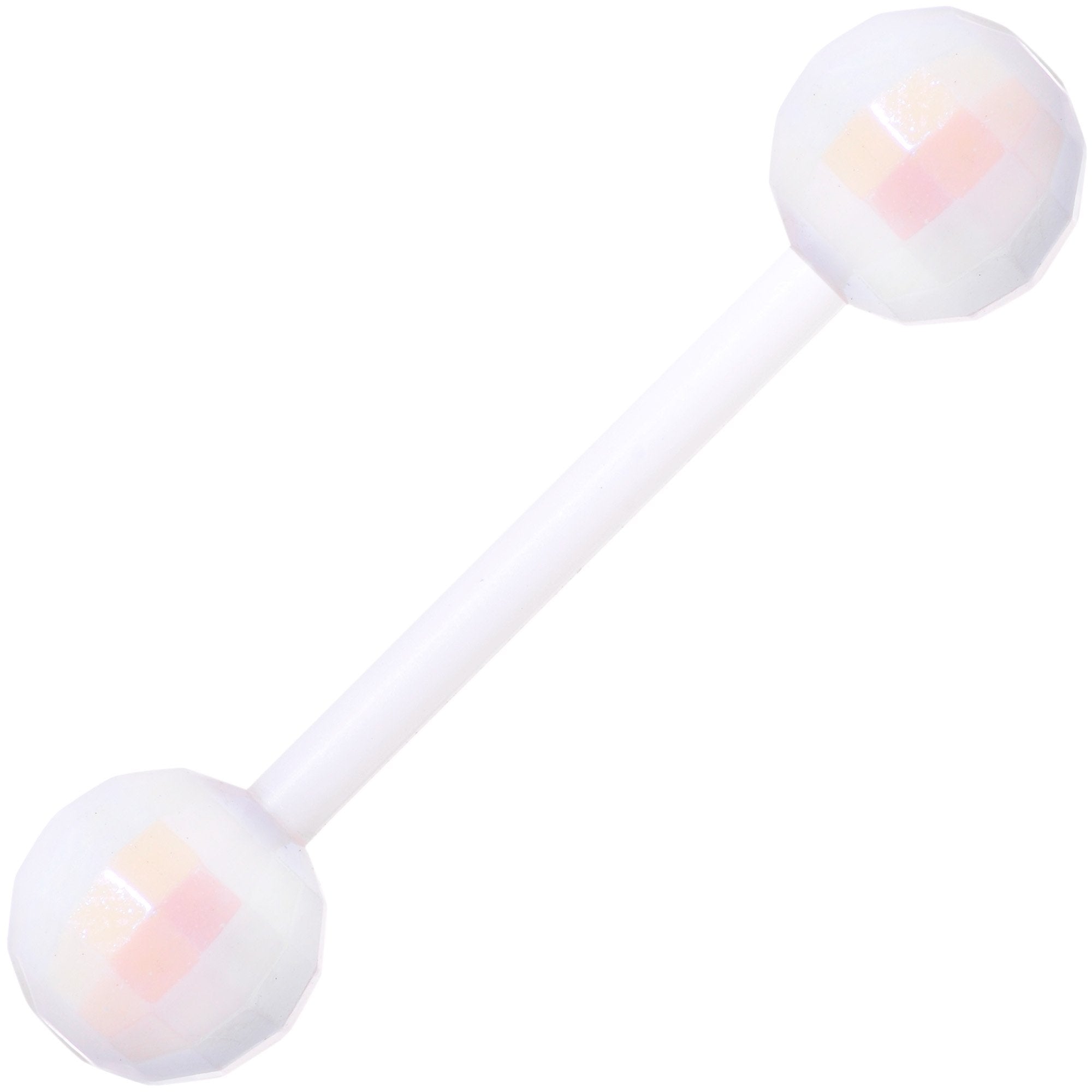 Flexible Acrylic Iridescent White Disco Ball Barbell Tongue Ring