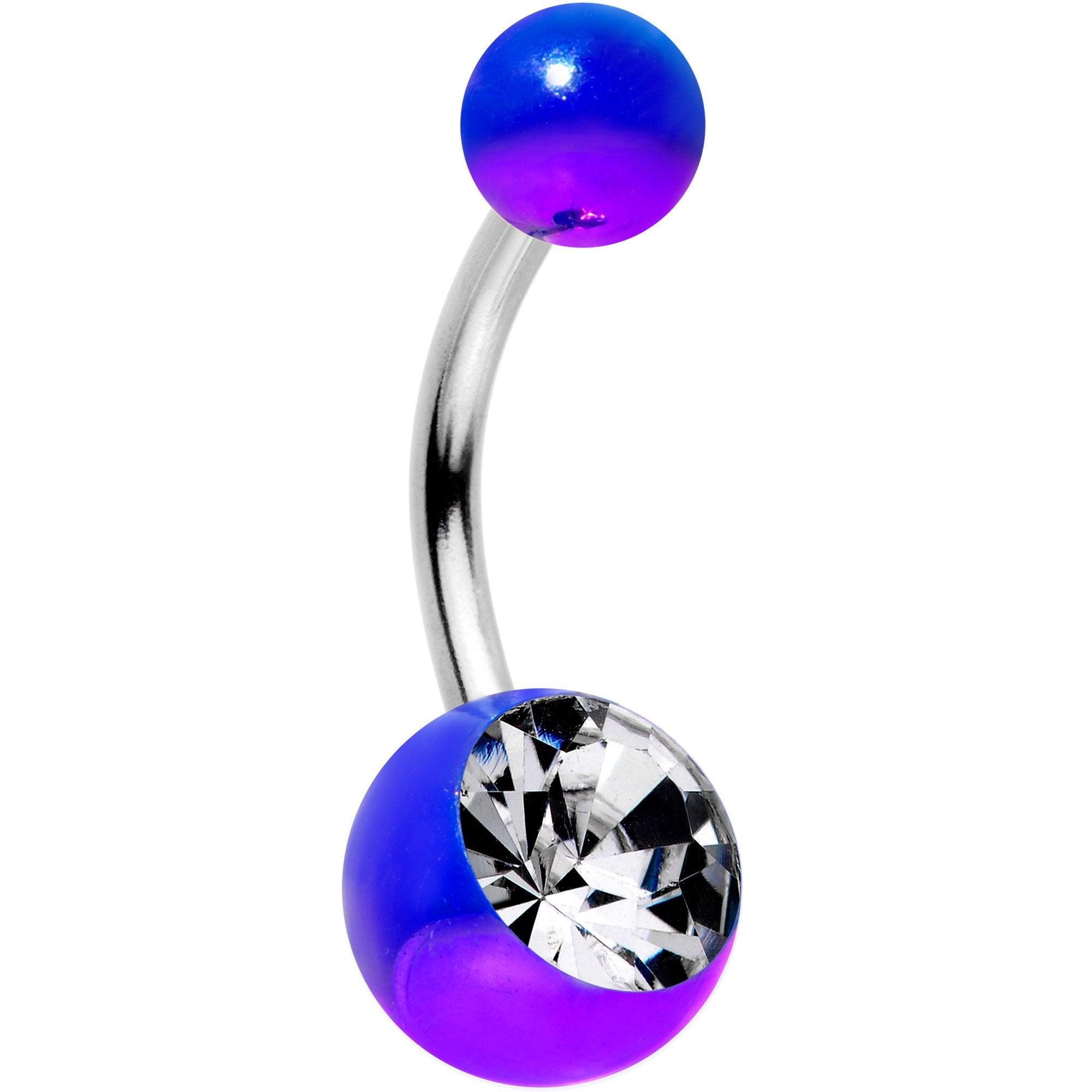 Clear Gem Blue Purple Pearlescent Acrylic Galactic Rainbow Belly Ring