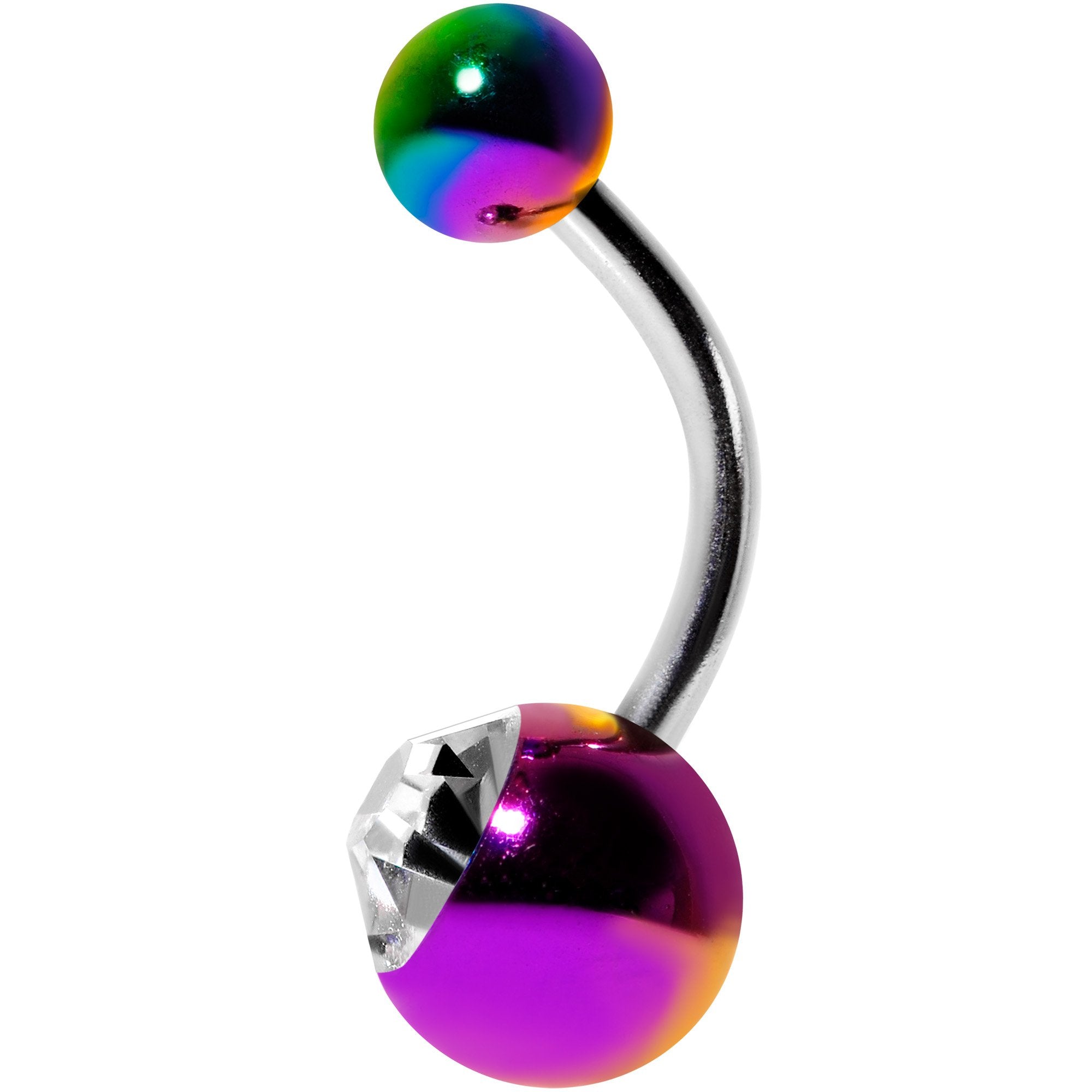 Clear Gem Rainbow Pearlescent Acrylic Belly Ring