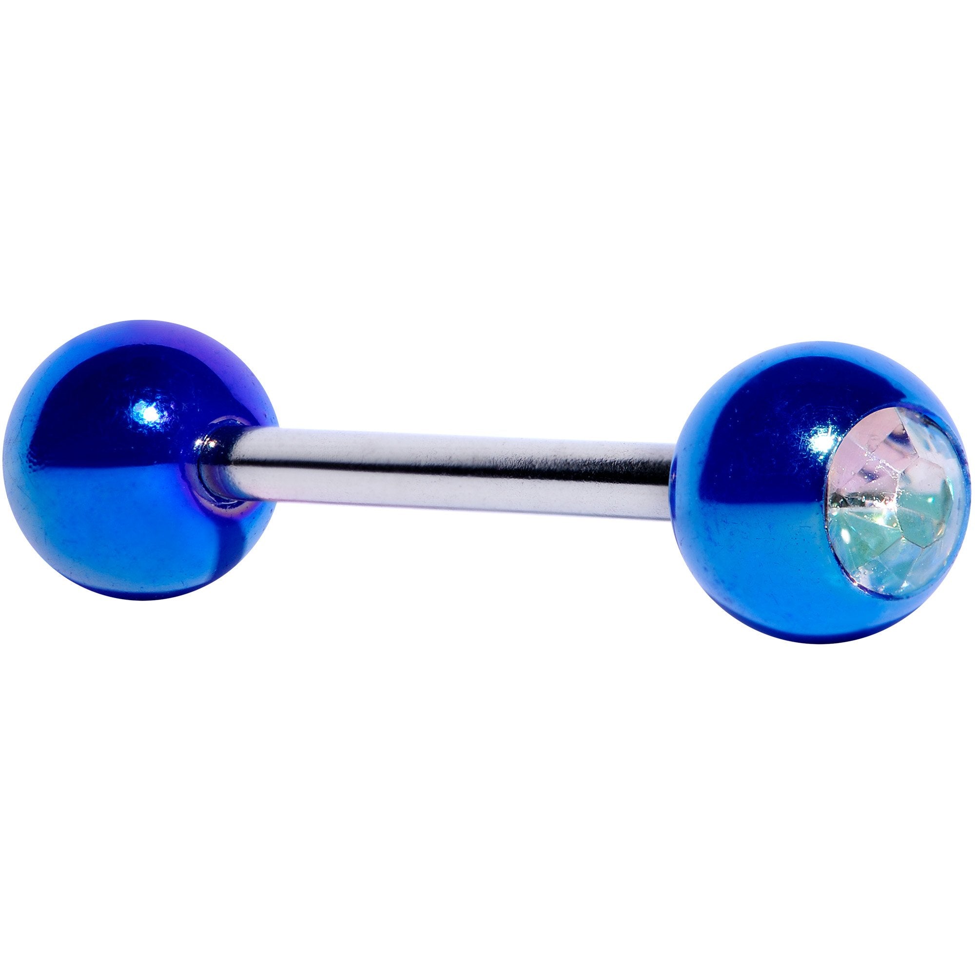 Clear Gem Purple Blue Pearlescent Barbell Tongue Ring