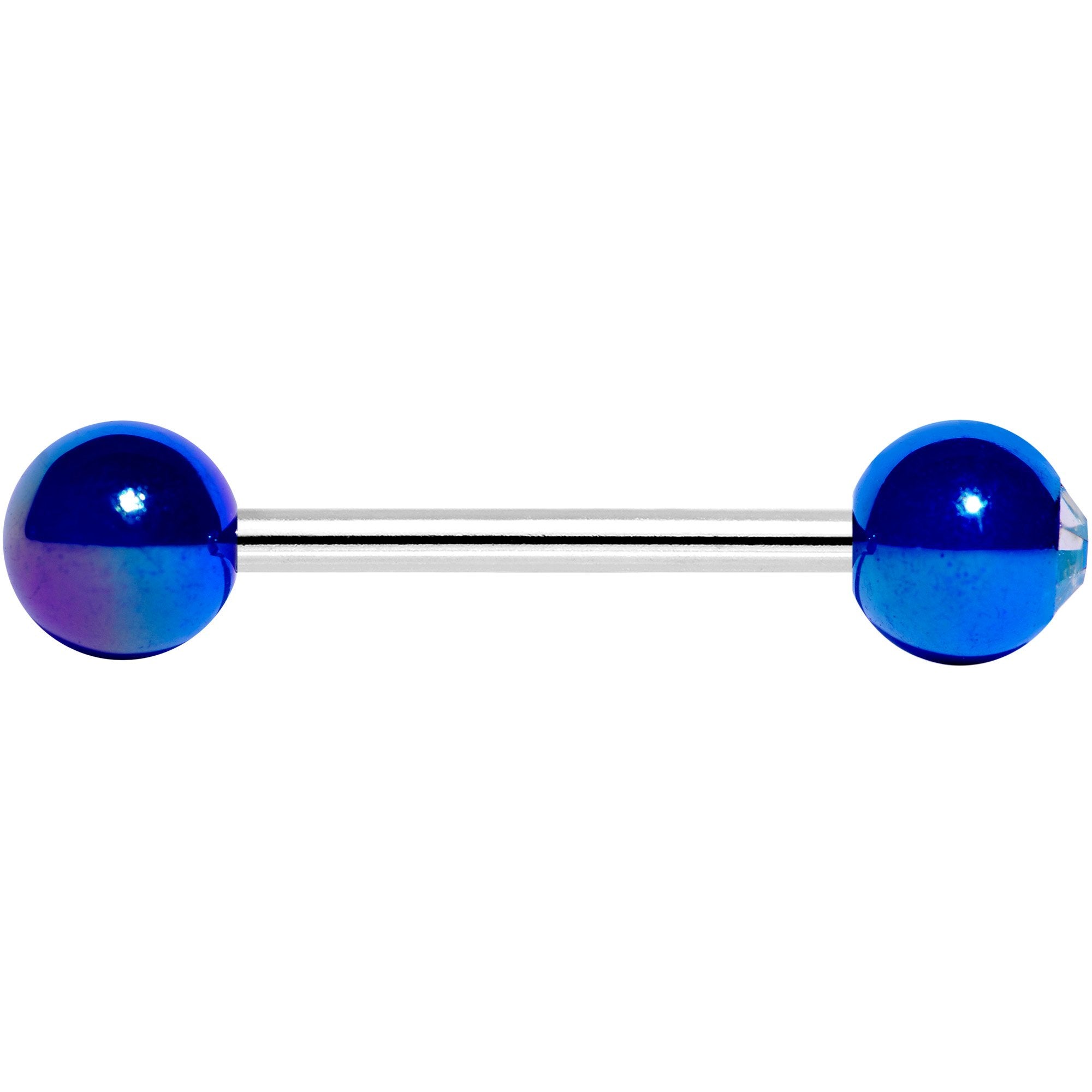 Clear Gem Purple Blue Pearlescent Barbell Tongue Ring