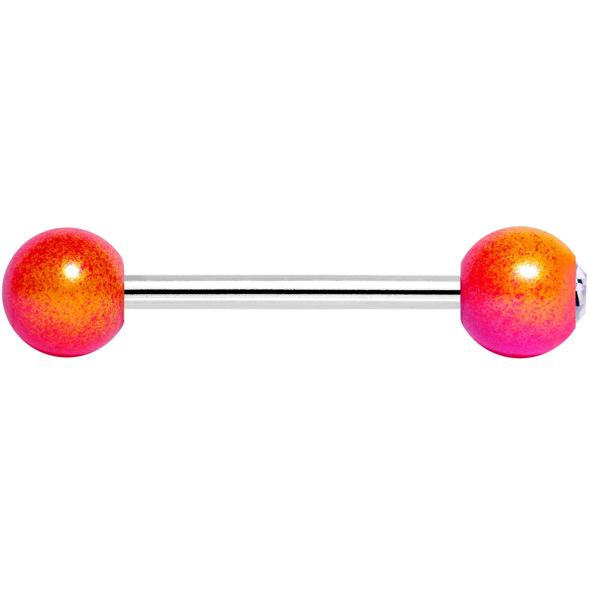 Clear Gem Pink Orange Pearlescent Barbell Tongue Ring