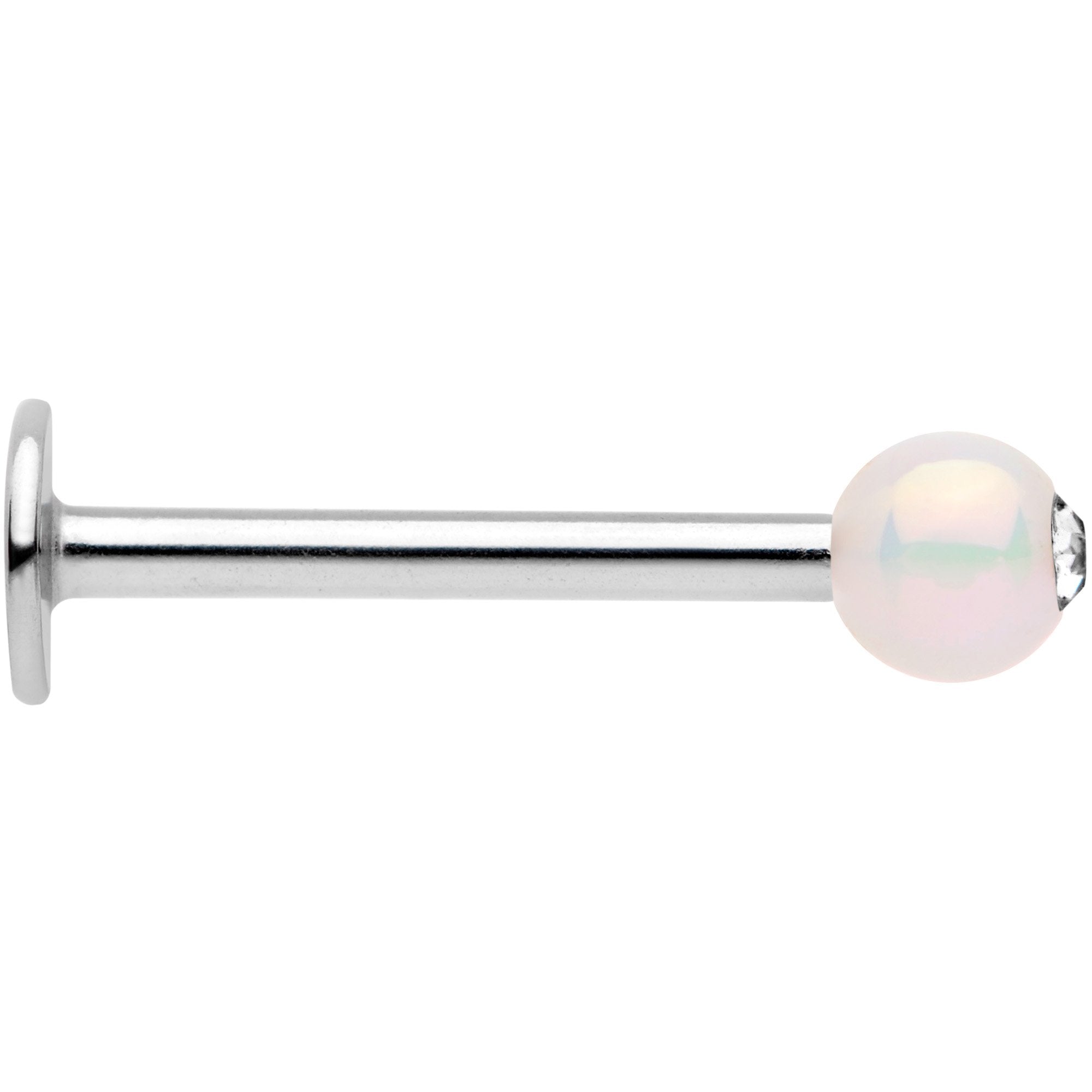 16 Gauge 3/8 Clear Gem White Pearlescent Labret Monroe Tragus