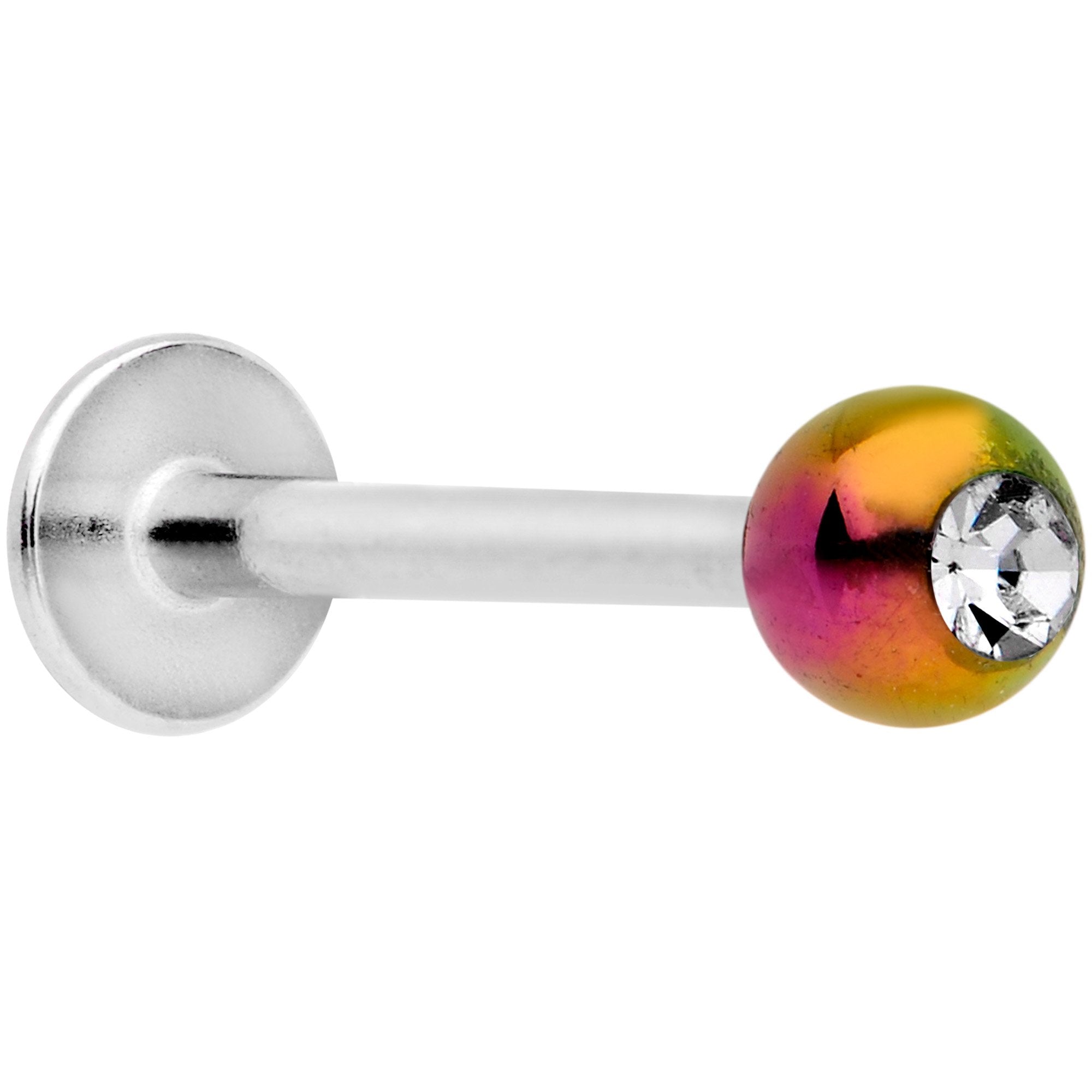 16 Gauge 3/8 Clear Gem Rainbow Pearlescent Labret Monroe Tragus