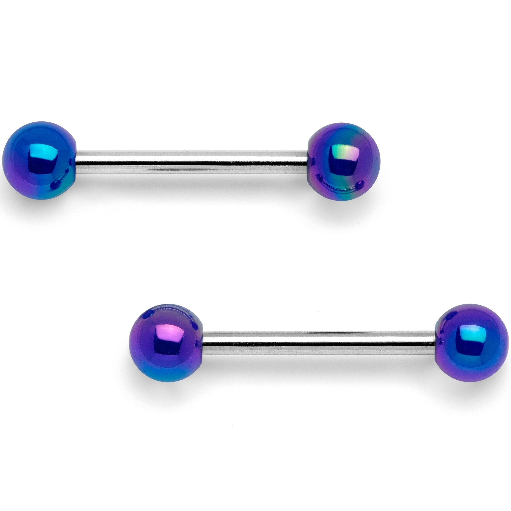 14 Gauge 9/16 Blue Pearlescent Acrylic Barbell Nipple Ring Set