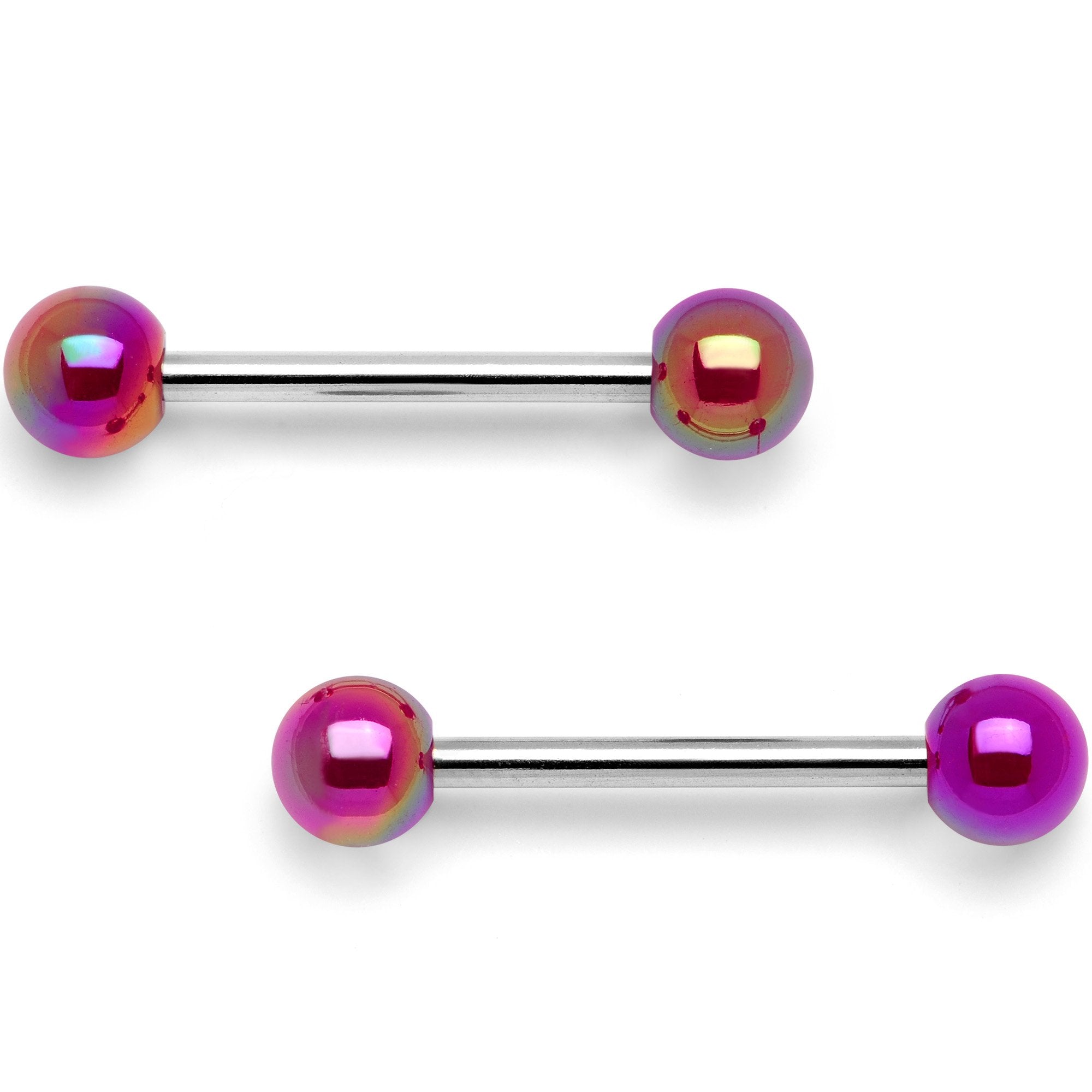 14 Gauge 9/16 Pink Pearlescent Acrylic Barbell Nipple Ring Set