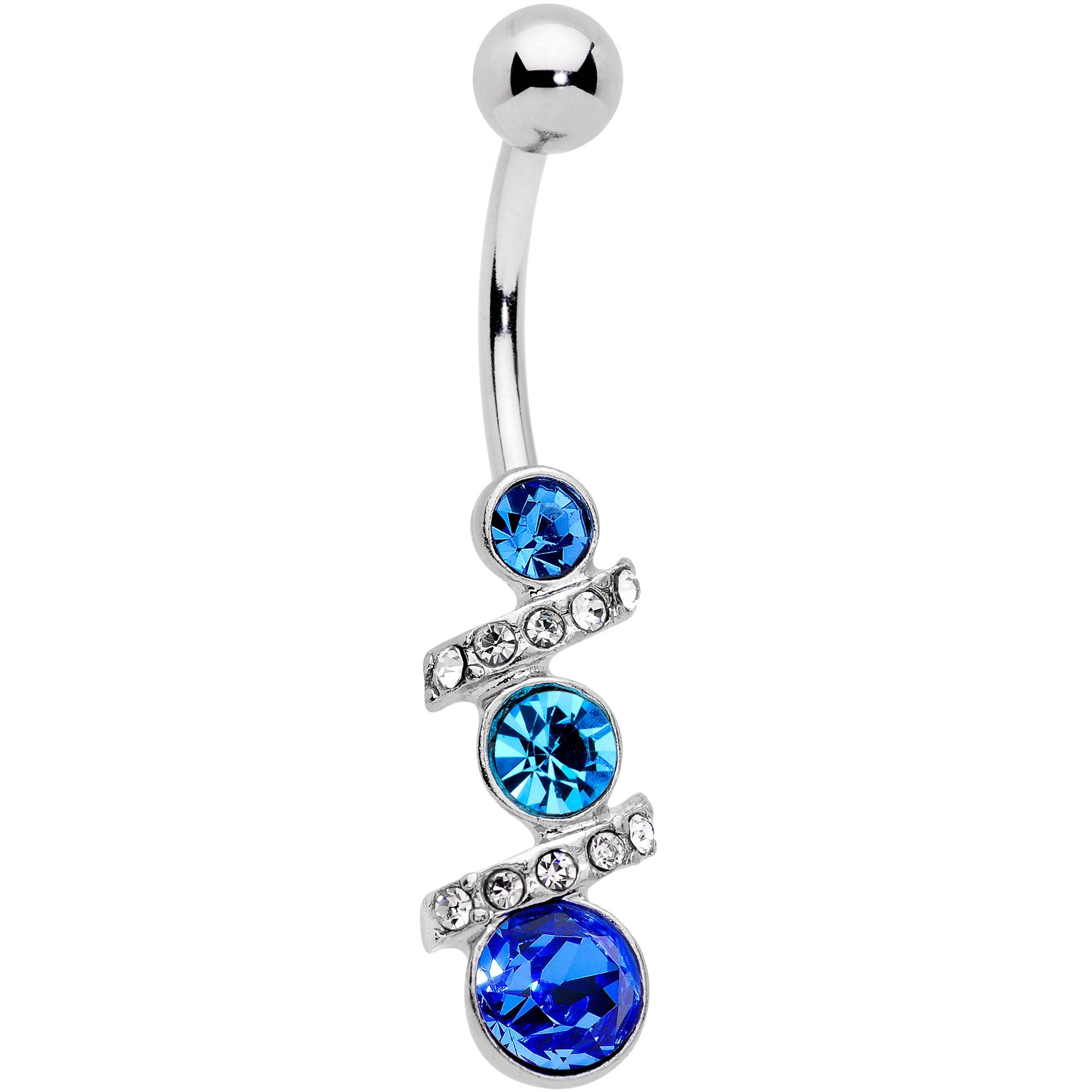 Blue Clear Gem Blues For You Trio Dangle Belly Ring