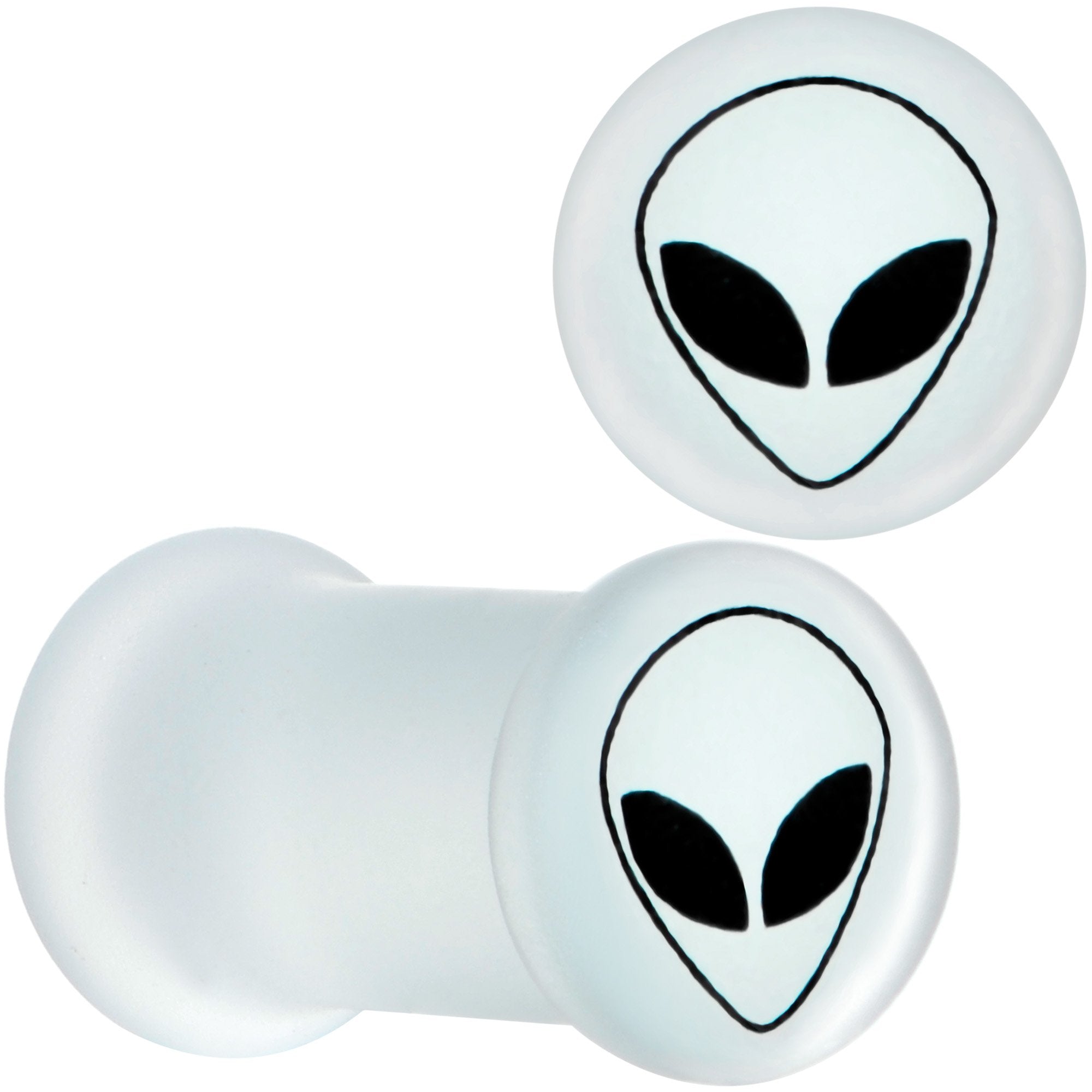 White Matte Glass Alien Head Double Flare Plug Set 6mm to 30mm