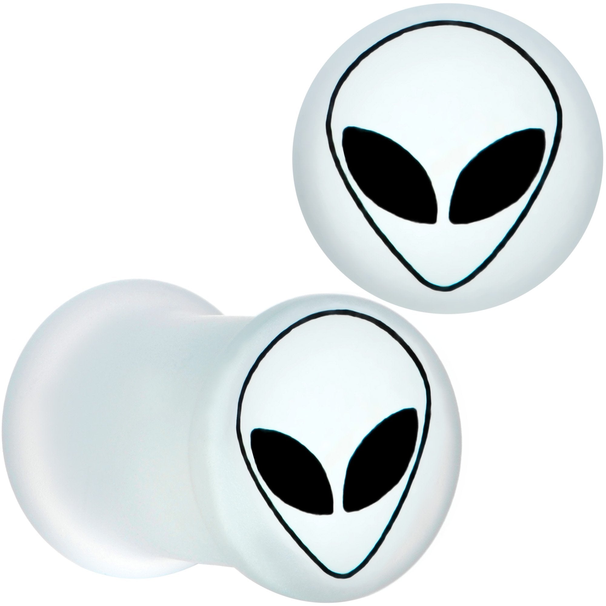 White Matte Glass Alien Head Double Flare Plug Set 6mm to 30mm