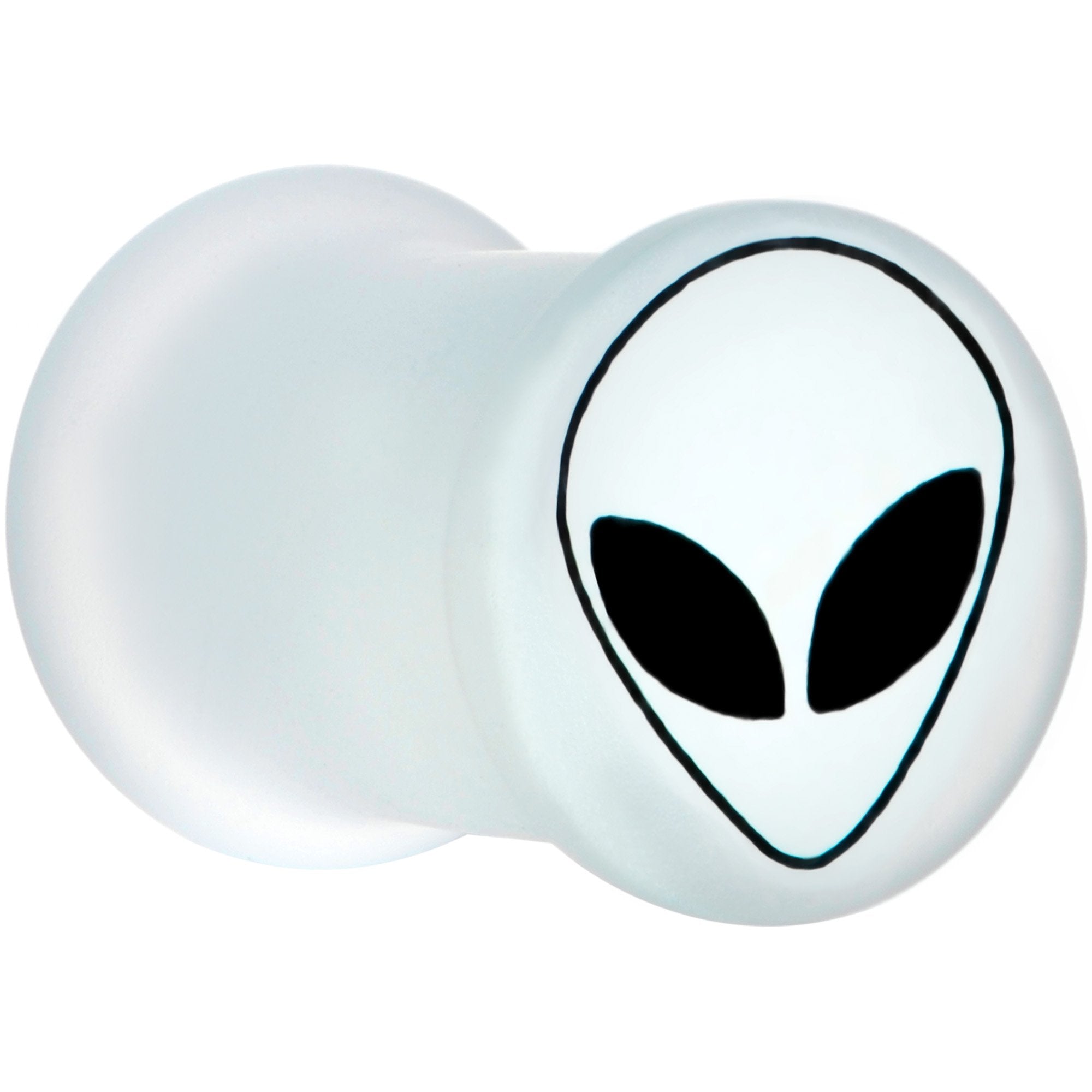 White Matte Glass Alien Head Double Flare Plug Set 6mm to 30mm