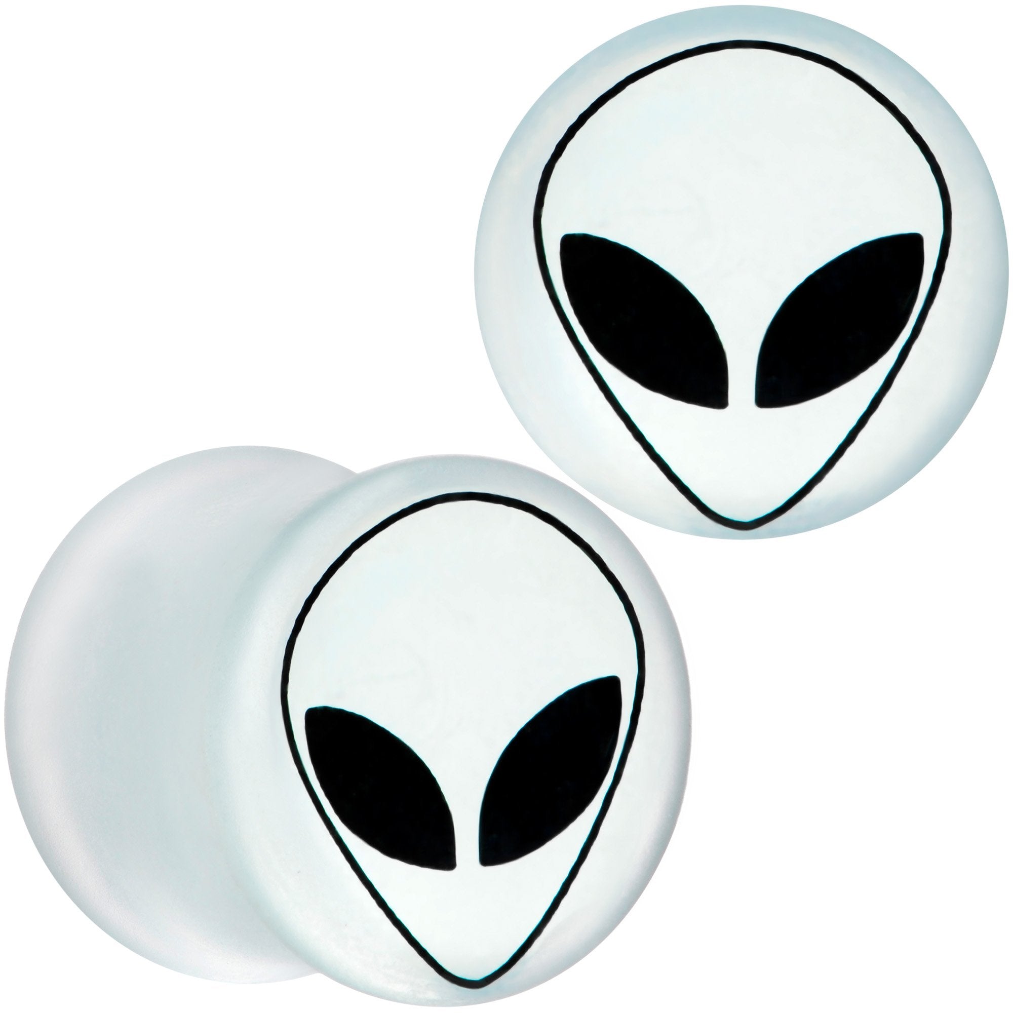 White Matte Glass Alien Head Double Flare Plug Set 6mm to 30mm