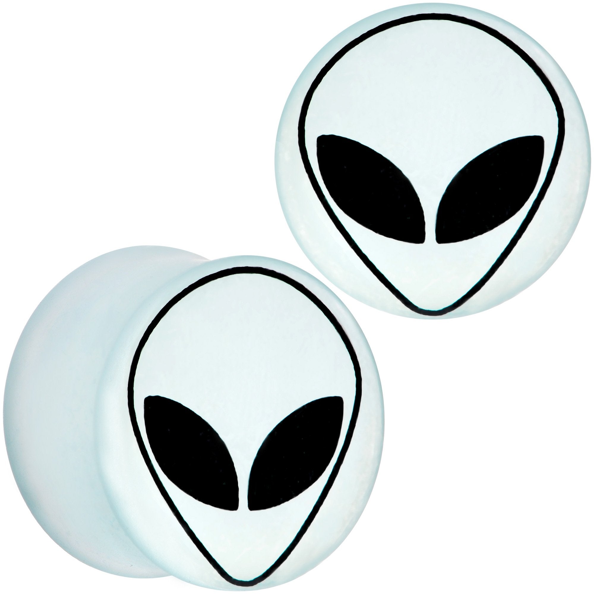 7/8 White Matte Glass Alien Head Double Flare Plug Set