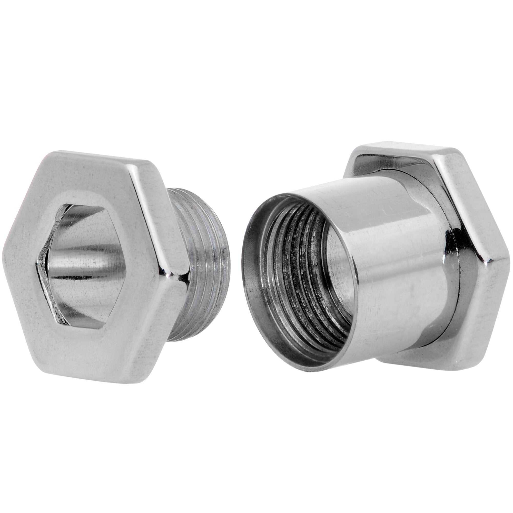 0 Gauge Geometric Hexagon Screw Fit Tunnel Plug Set